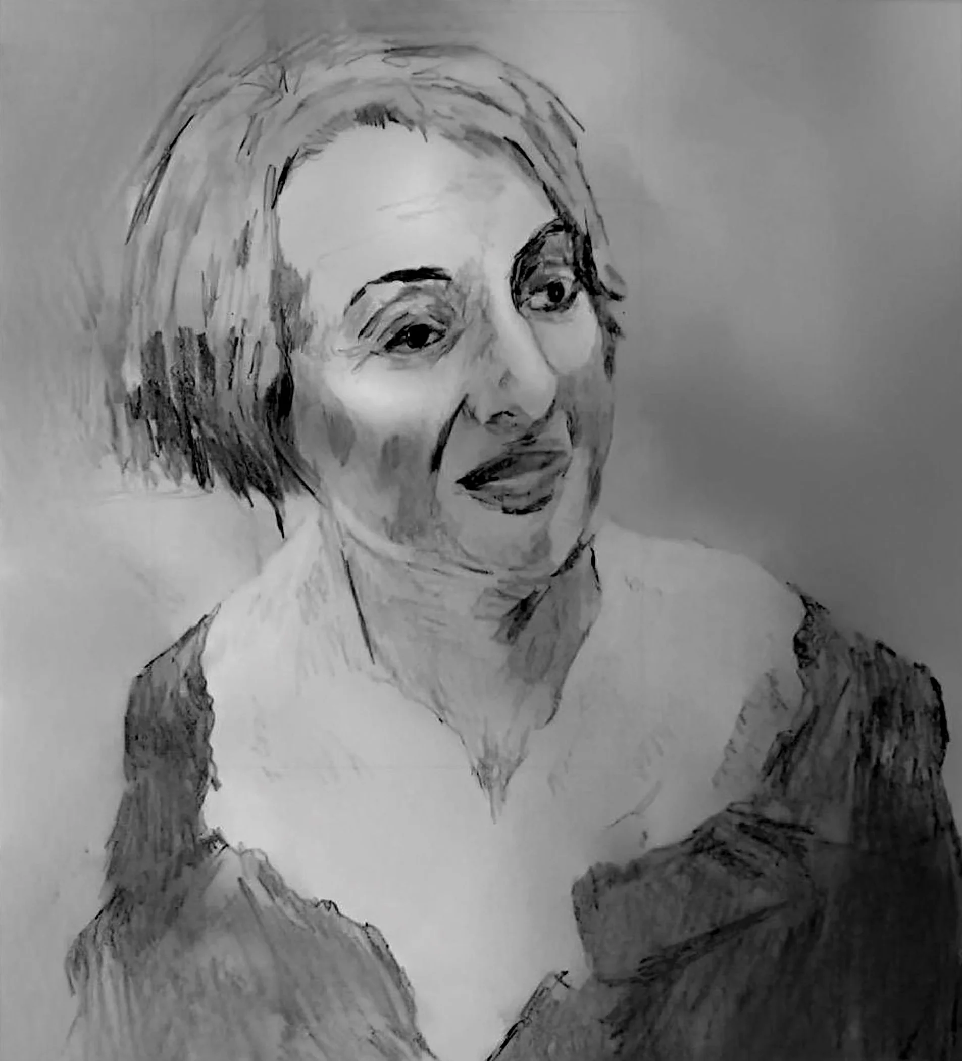Brad Heckman, "Betty Friedan," Pencil and Charcoal