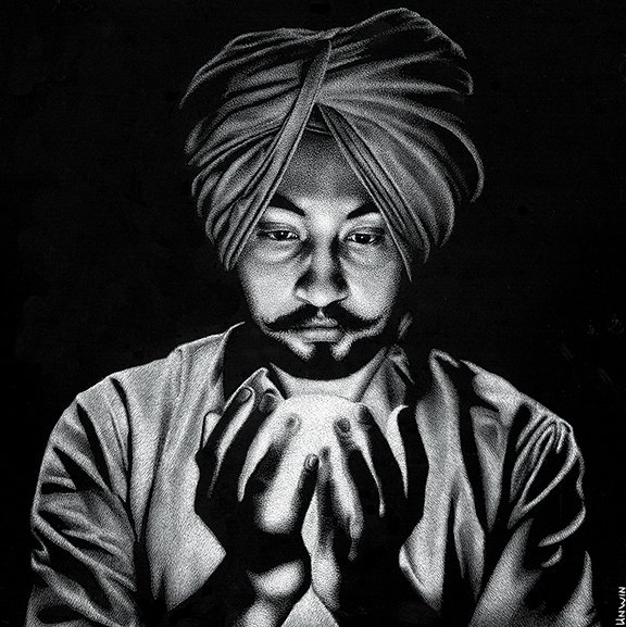Sheryl Unwin, "The Seer," scratchboard