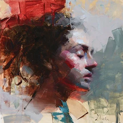 Jacob Dhein, Portrait with Red and Green, oil. All images courtesy of the artist, shared with permission.