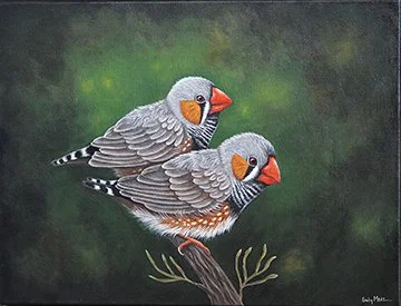 Emily Metz
Finches in Twilight Glow, mixed media