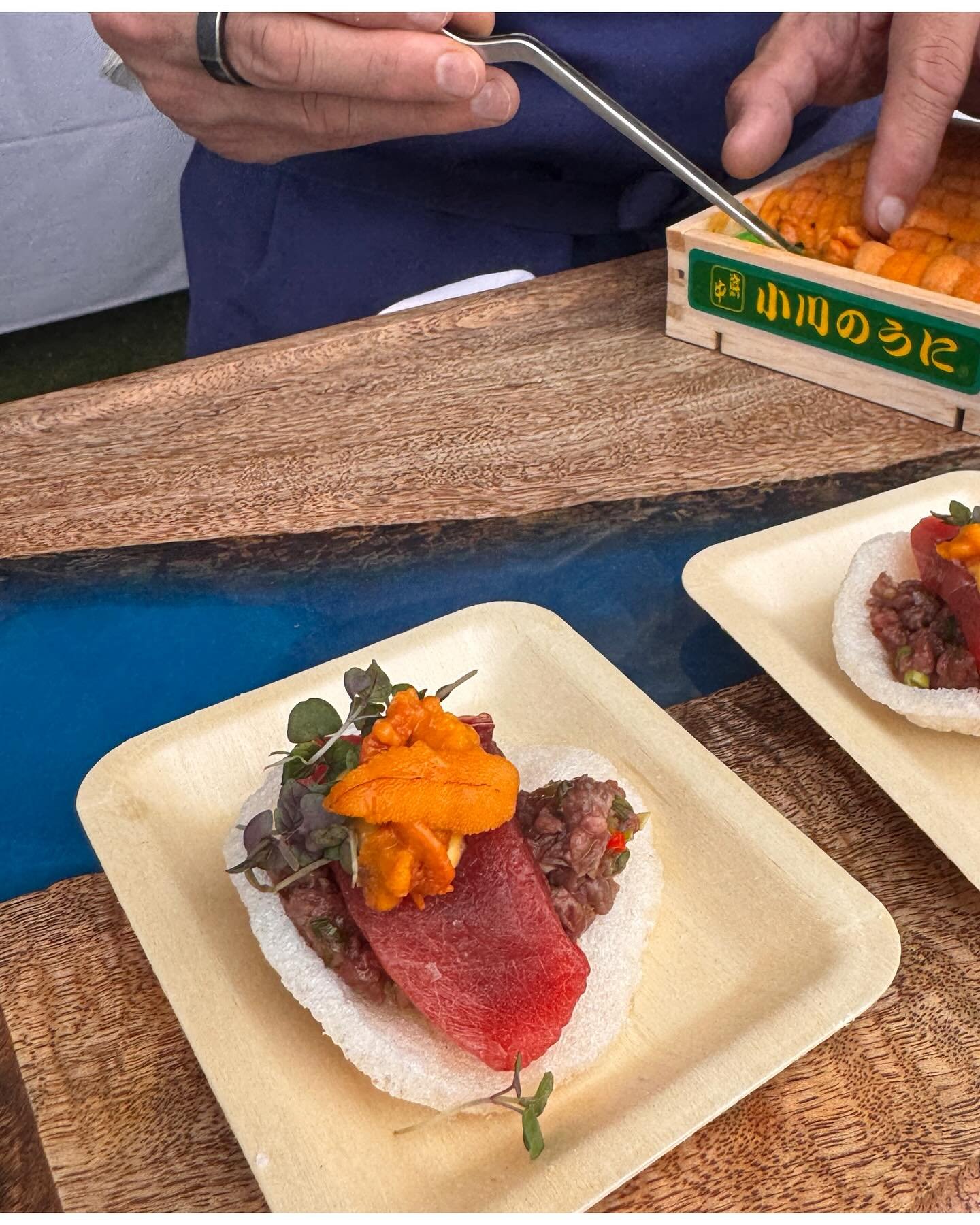 What an incredible event Wagyu &amp; Whiskey @hifoodwinefest Beautiful venue, great chefs, amazing guests, excited culinary students &amp; delicious food!! &ldquo;Surf &amp; Turf&rdquo; big eye tuna, hanger steak tartare, Hawaiian chili, maui limes &