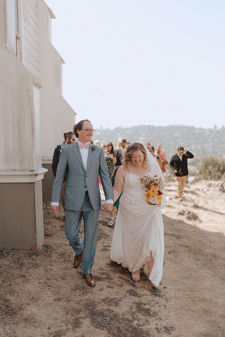the bride and groom at their historic wedding venue in northern california