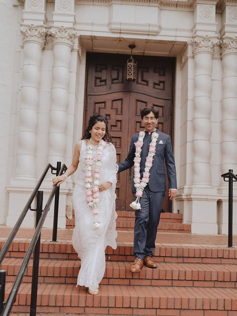 the bride and groom at a historic wedding venue in california
