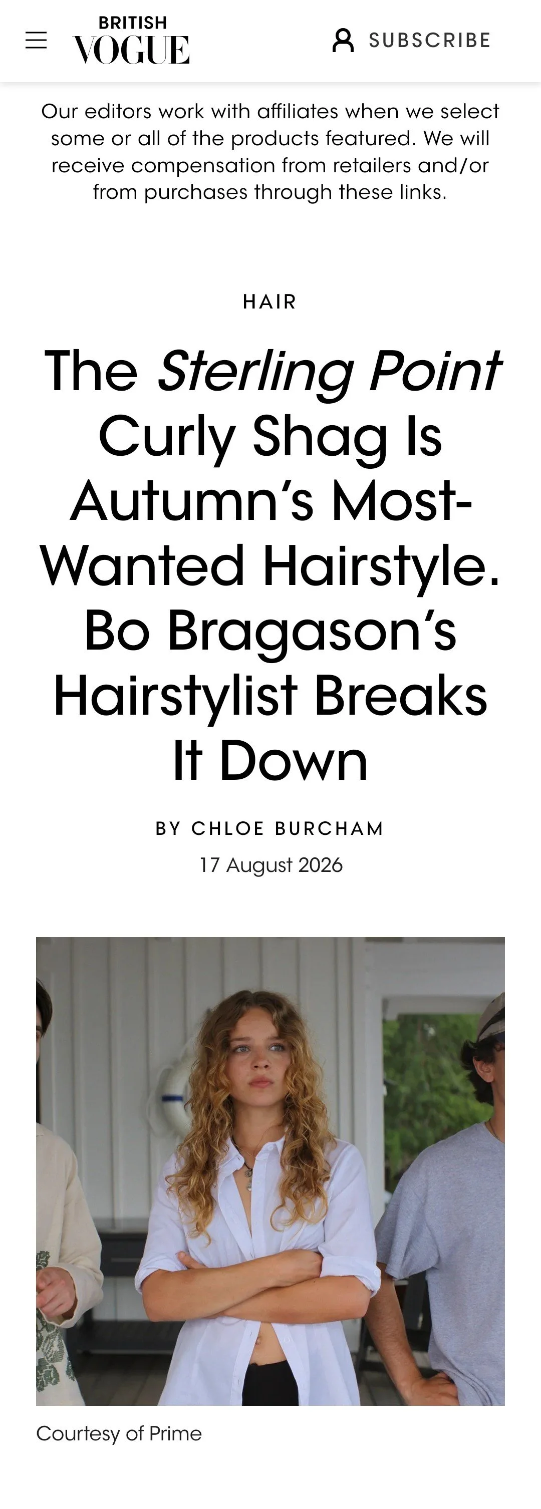 Bo Bragason's Curly Shag - Vogue Uk