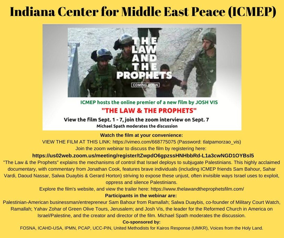 Join us online tomorrow at 1:00pm for a discussion about the film with the Indiana Center for Middle East Peace (ICMEP). 

Register here: https://substack.com/redirect/9b5e5d9a-a2e5-456b-93eb-cb0f78f319e0?r=164wl2

#palestine #israel