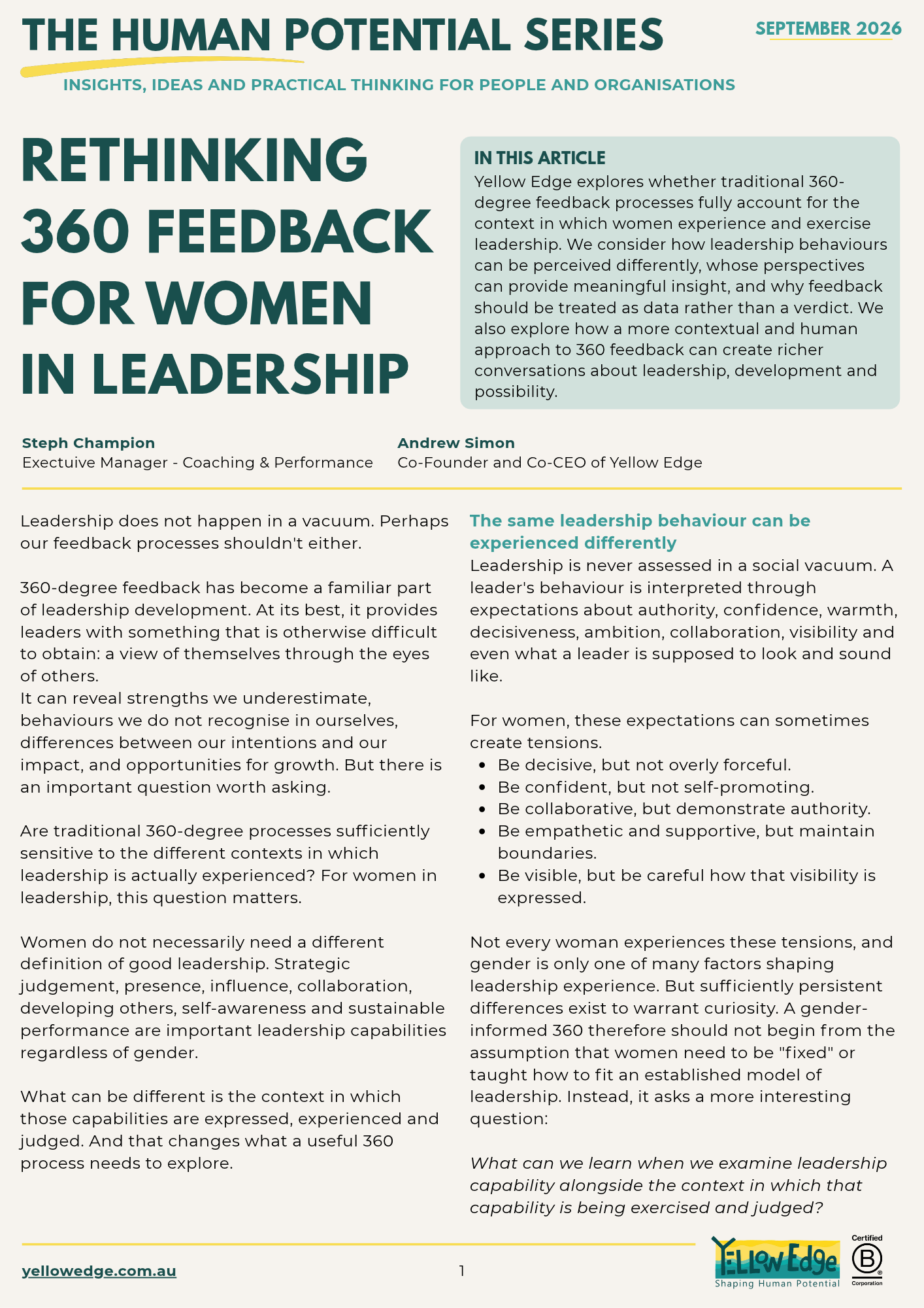 67. Rethinking 360 Feedback for Women in Leadership