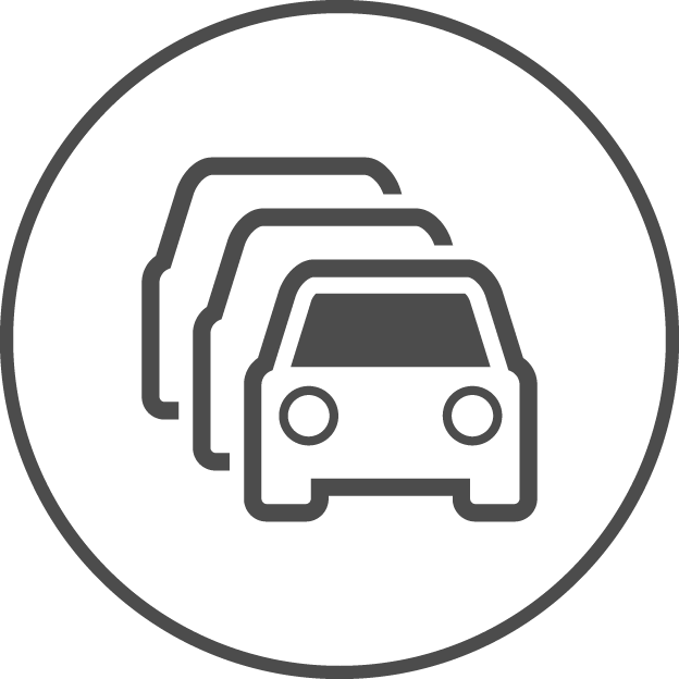 Symbol für Autos auf einer Warteschlange oder einem Stau