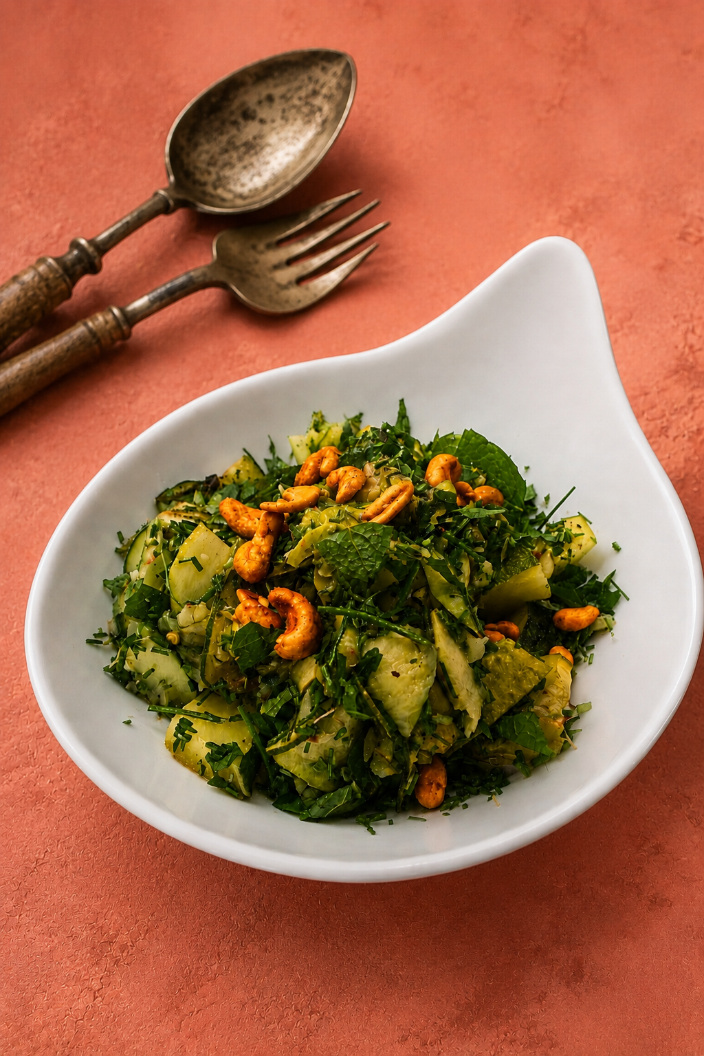 warmer zucchini-minze-salat · mit kräutern, sumach &amp; cashews