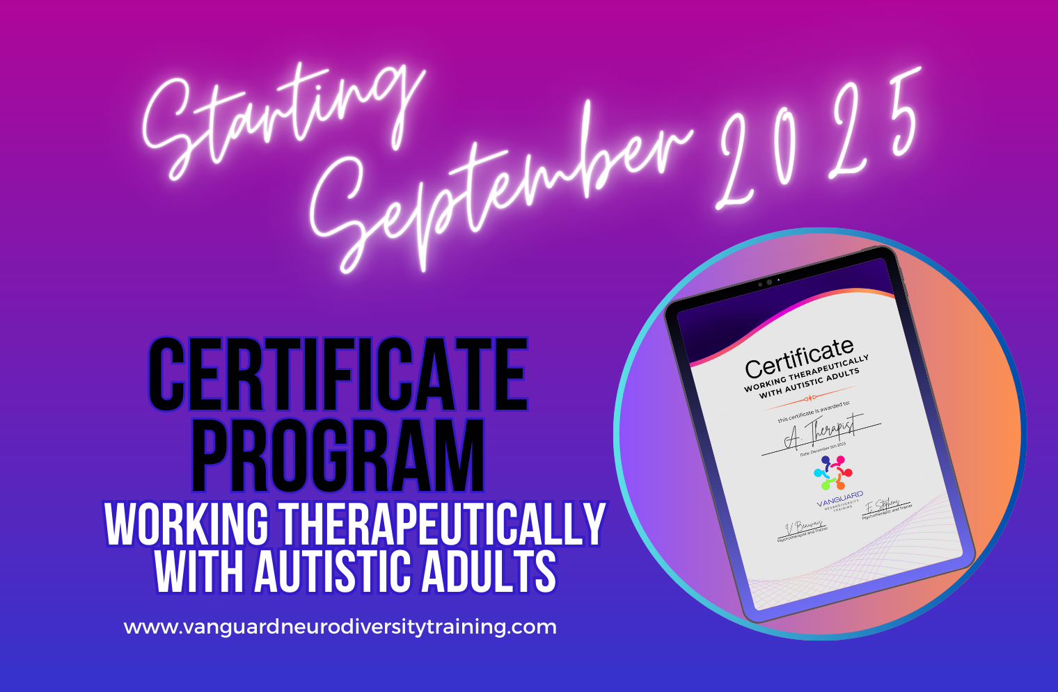 Working With Autistic Adults: 42 CPD hours. Live Online. Vocationally focused program of learning and sharing for deepening the work and building up neuroaffirming practice.
