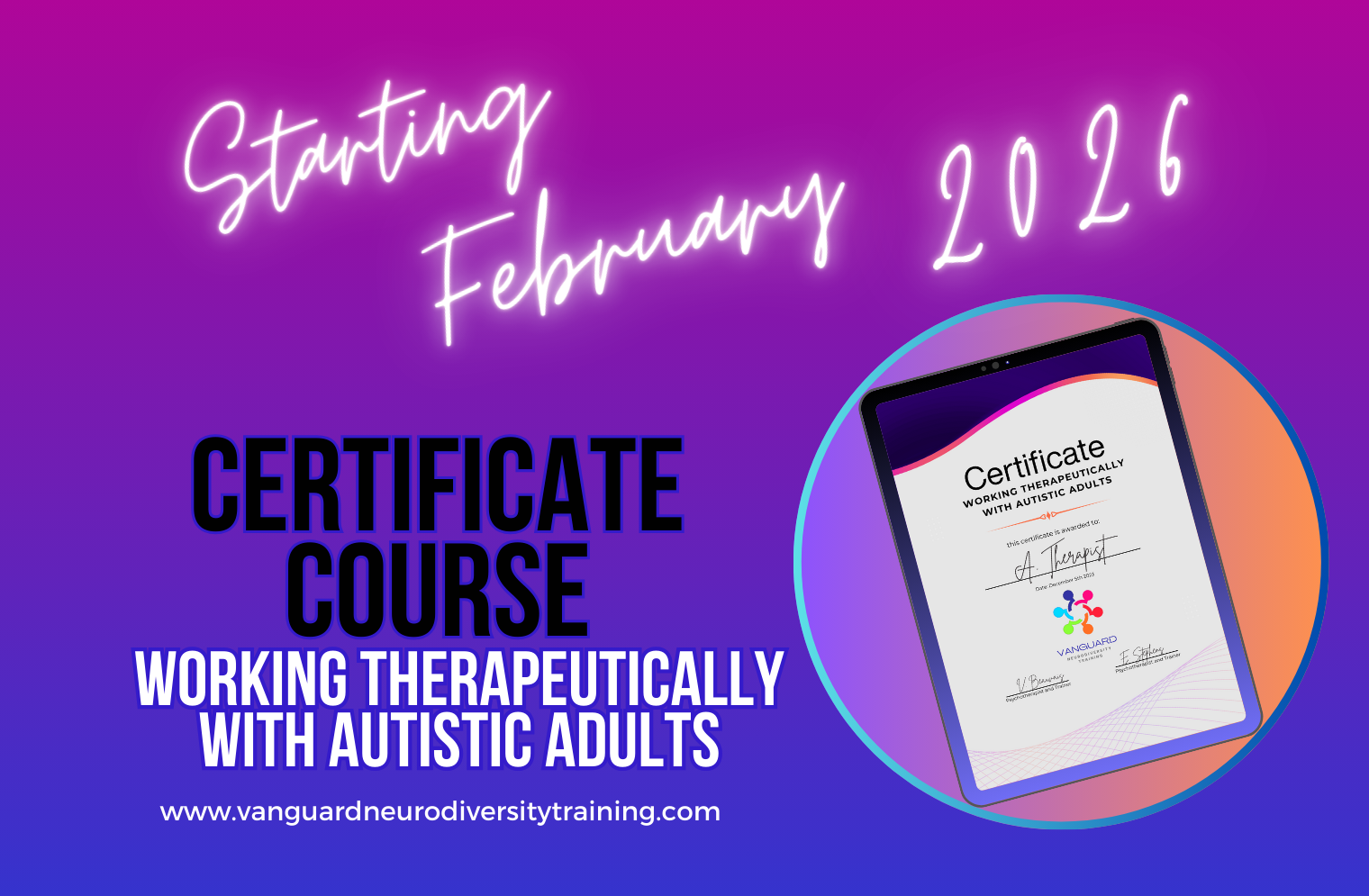 Working With Autistic Adults: 48 CPD hours. Live Online. Vocationally focused program of learning and sharing for deepening the work and building up neuroaffirming practice. (Copy)