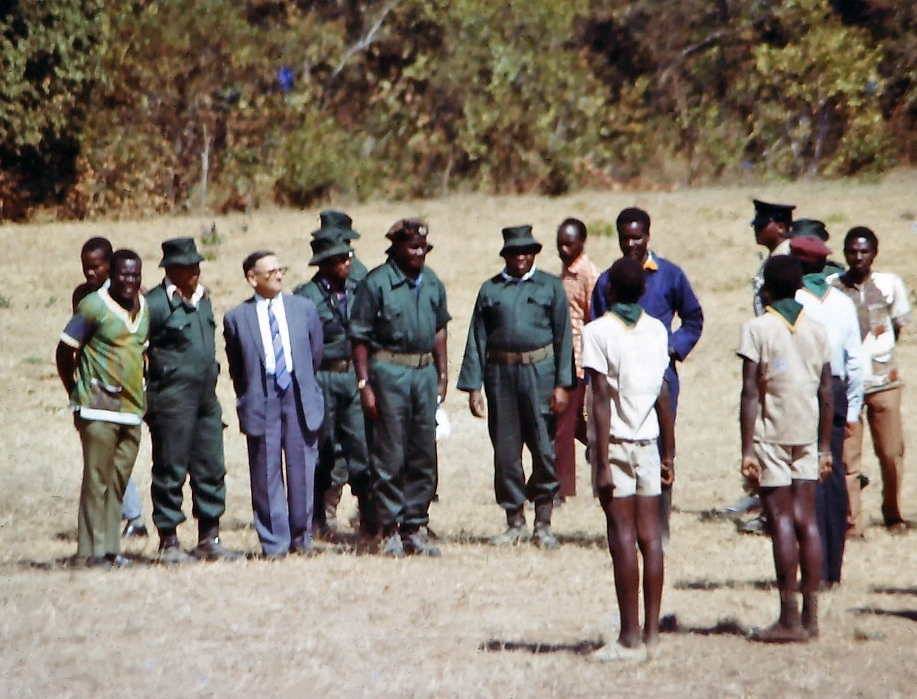 1974 Dr James Worlsfold and officials waiting for visit of President