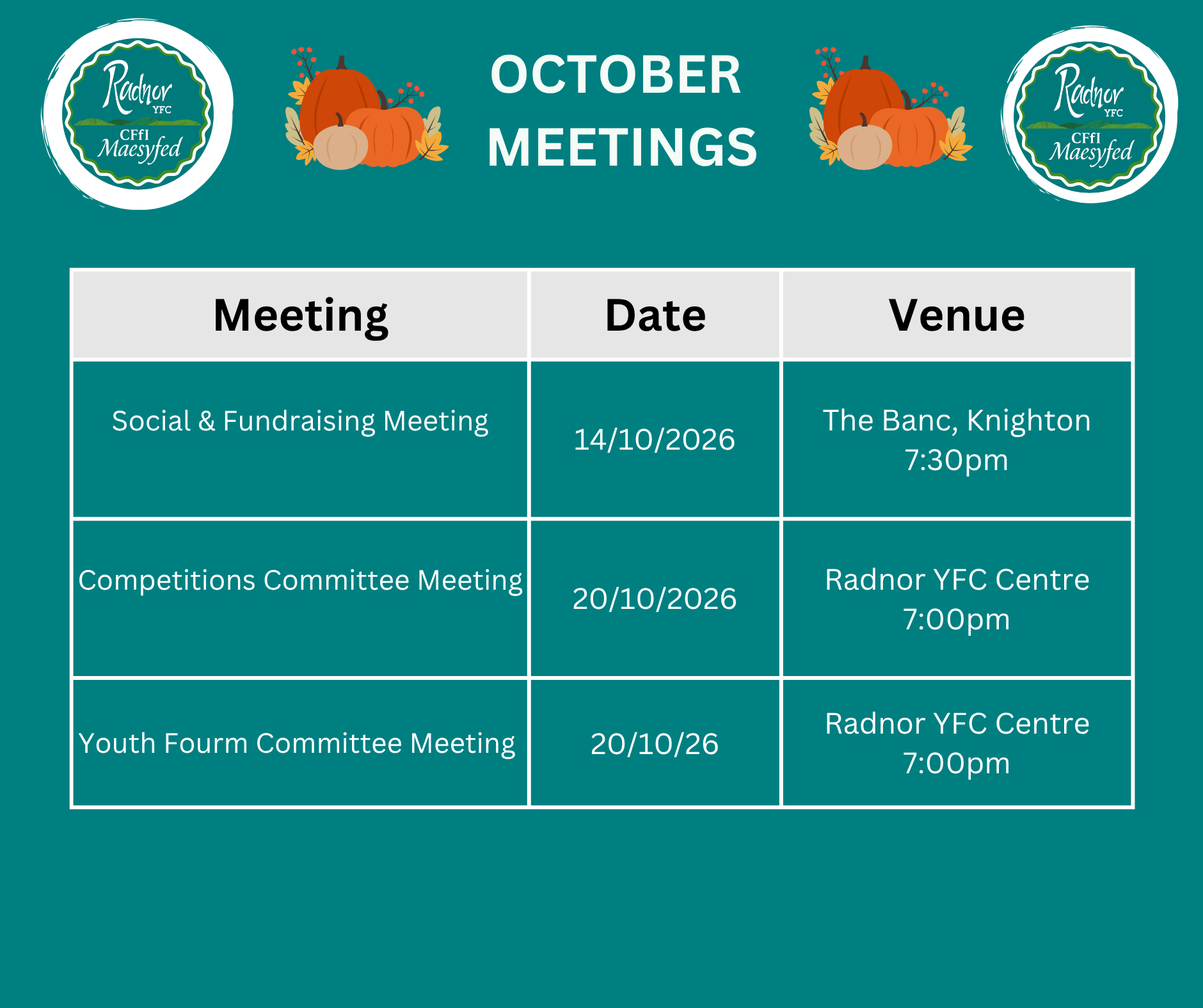 Competitions &amp; Youth Forum Committee Meetings