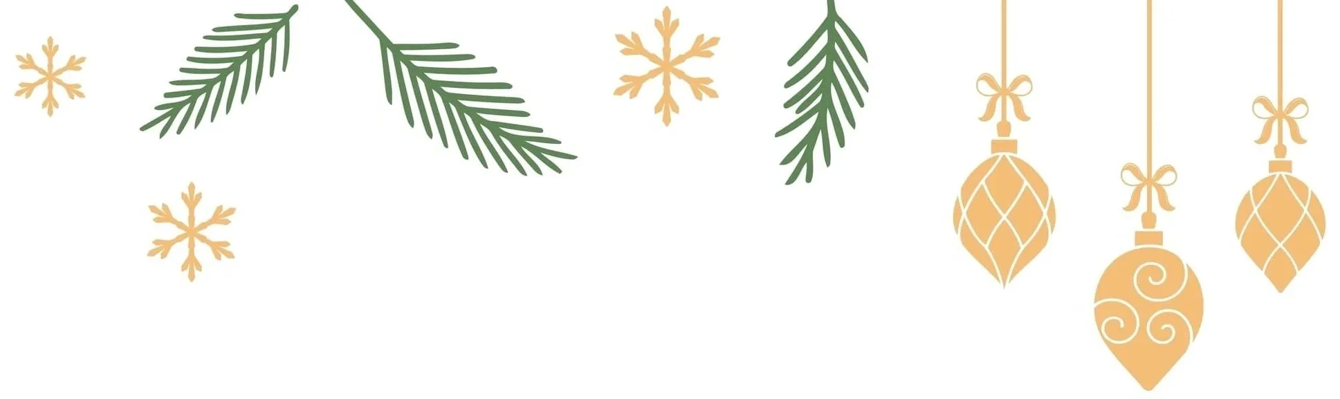decorative border with snowflakes, baubles and fir twigs