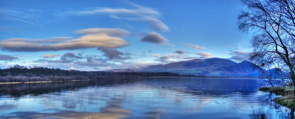 panoramic of Skiddaw over Bassenthwaite lake