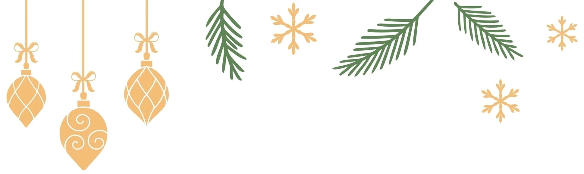 decorative border with snowflakes, baubles and fir twigs