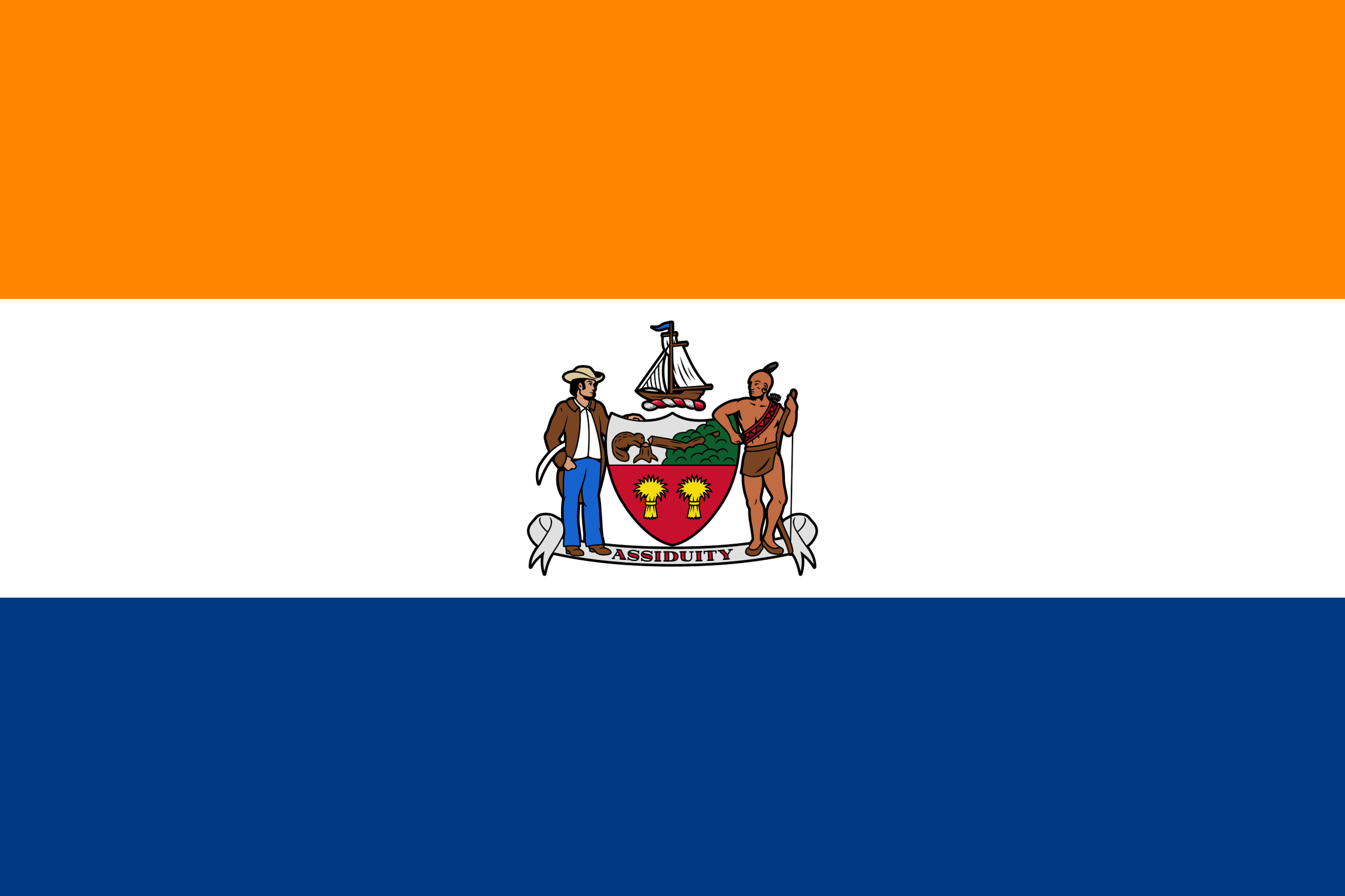Flag of Albany, NY which is visually related to the Syracuse city flag
