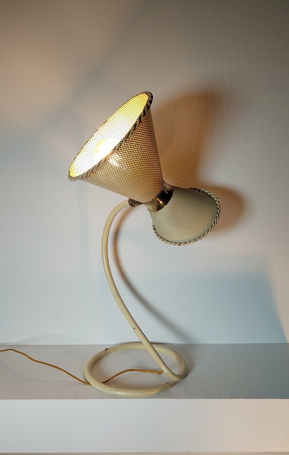 Lampe de Bureau Vintage Réflecteur Métal Sur rotule 1950