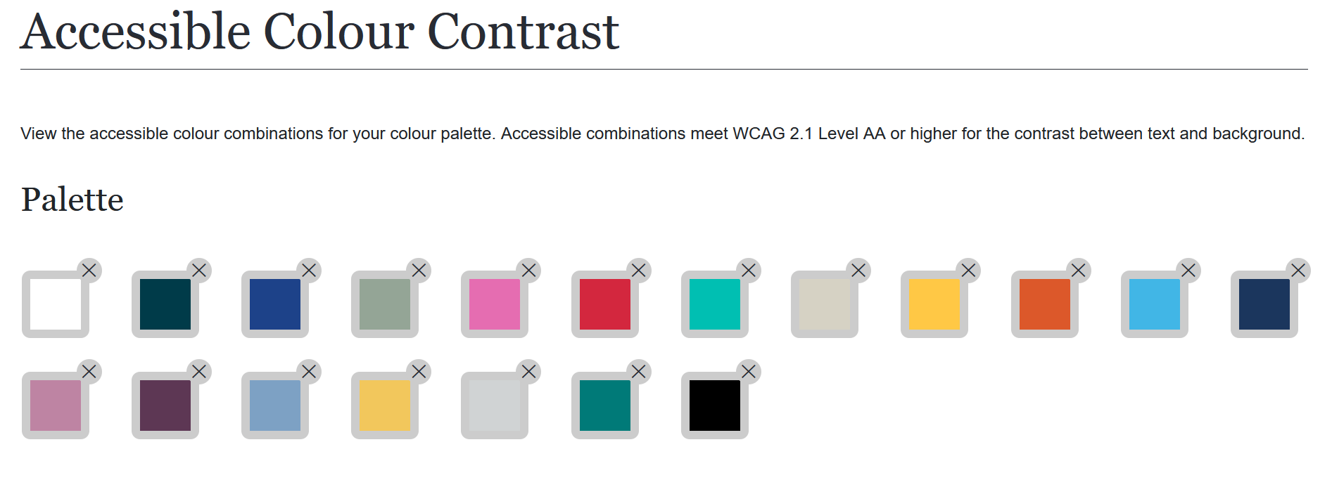 Accessible Colour Contrast Palettes