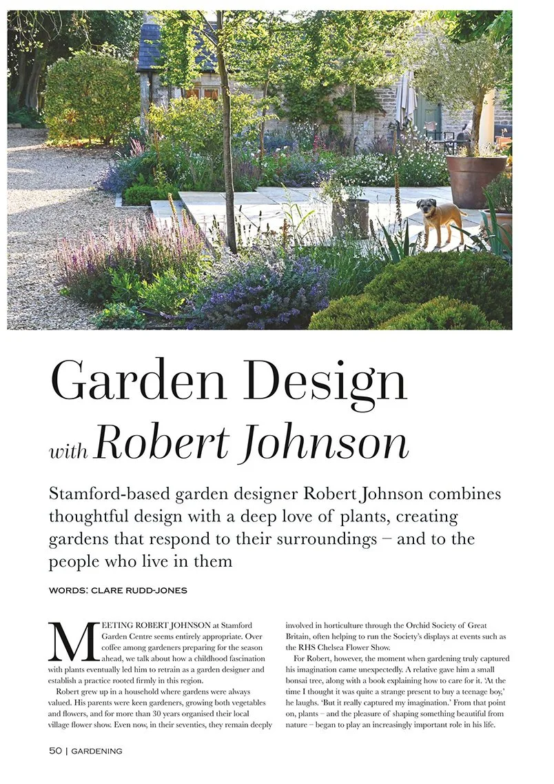 April 26
Stamford and Rutland living double page spread featuring Robert Johnson Garden Design