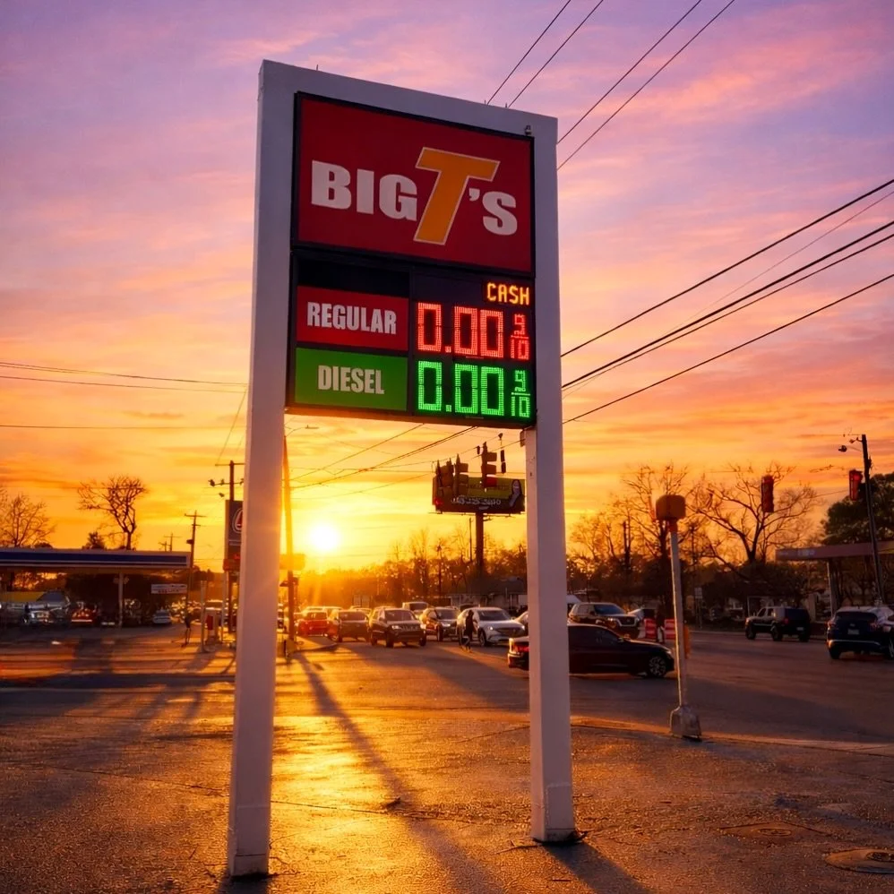 This sign overhaul included new paint, a digital LED reader board, and an internally lit cabinet with graphics to capture the attention of everyone passing by!  Make sure to drop in to fill the tank and grab a snack while you&rsquo;re checking out th