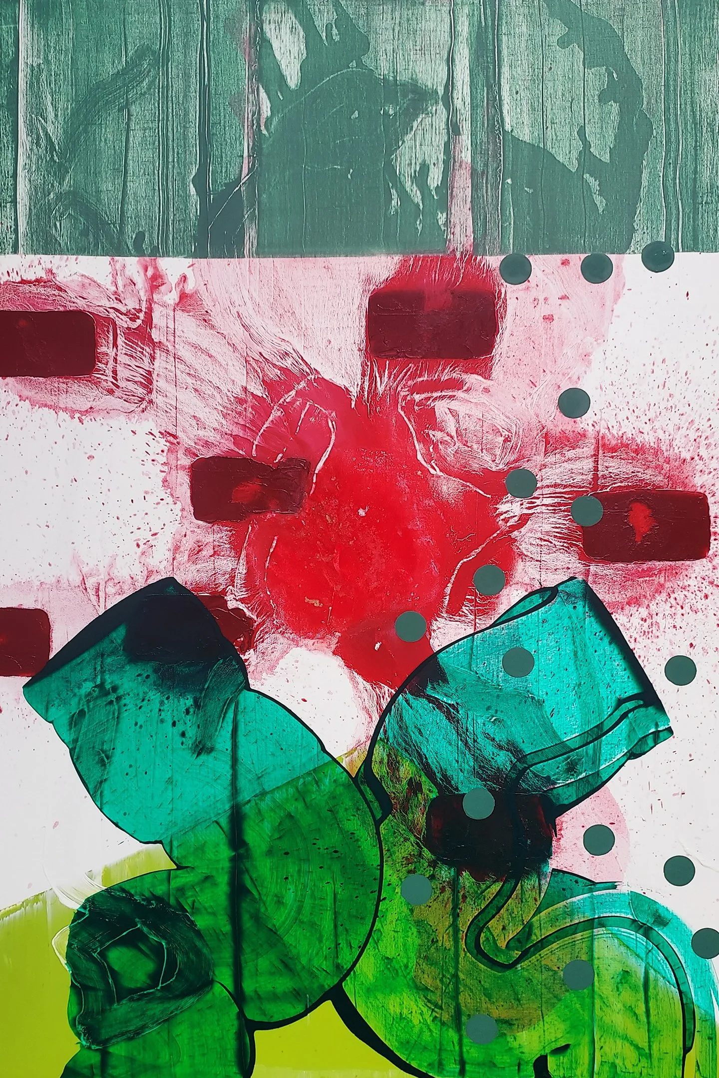 Abstract oil painting by John Cronin exploring hive mentality and swarm intelligence in artificial intelligence systems.