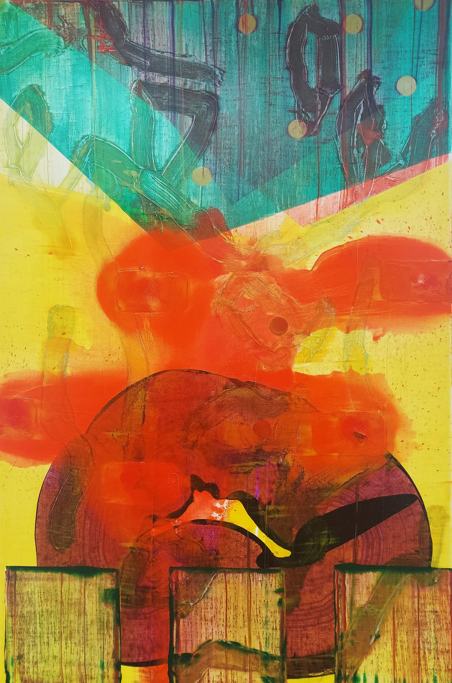 Abstract oil painting by John Cronin addressing surveillance culture and algorithmic control.