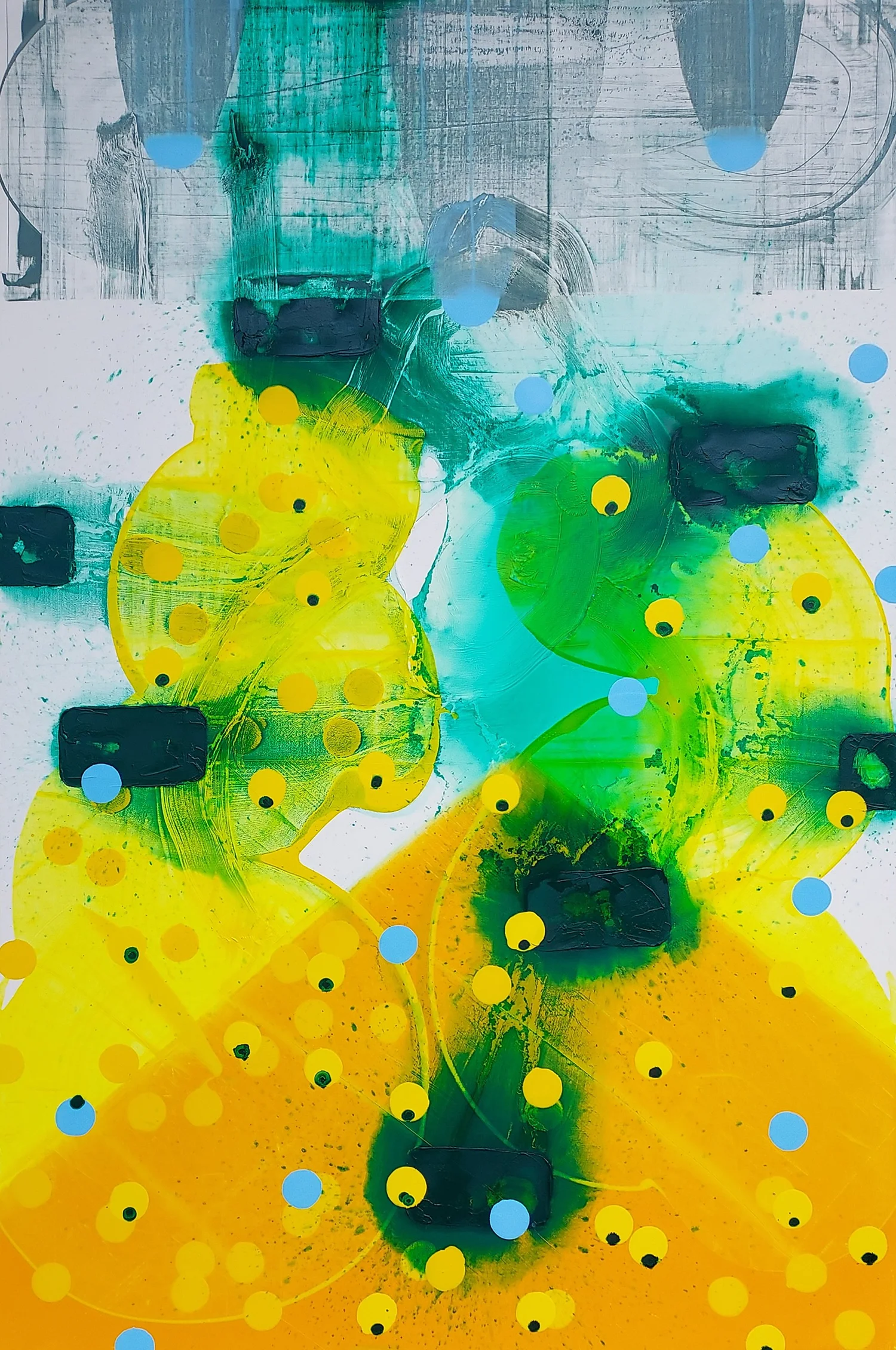 Abstract oil painting by John Cronin exploring artificial intelligence and algorithmic systems in the Artificial Bee Colony series.