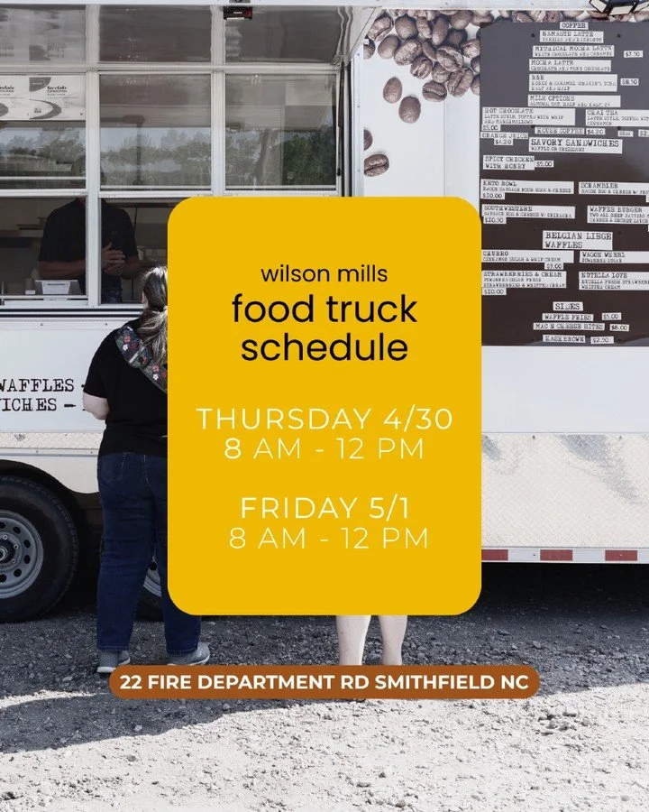 Waffee Wagon back in Wilson Mills this week

Main Location Waffee Station:
📍317 US-301 S Micro, NC 27555
Hours:
Wed-Fri // 7am-2pm
Sat-Sun // 8am-2pm
#smithfieldnc #visitjoco