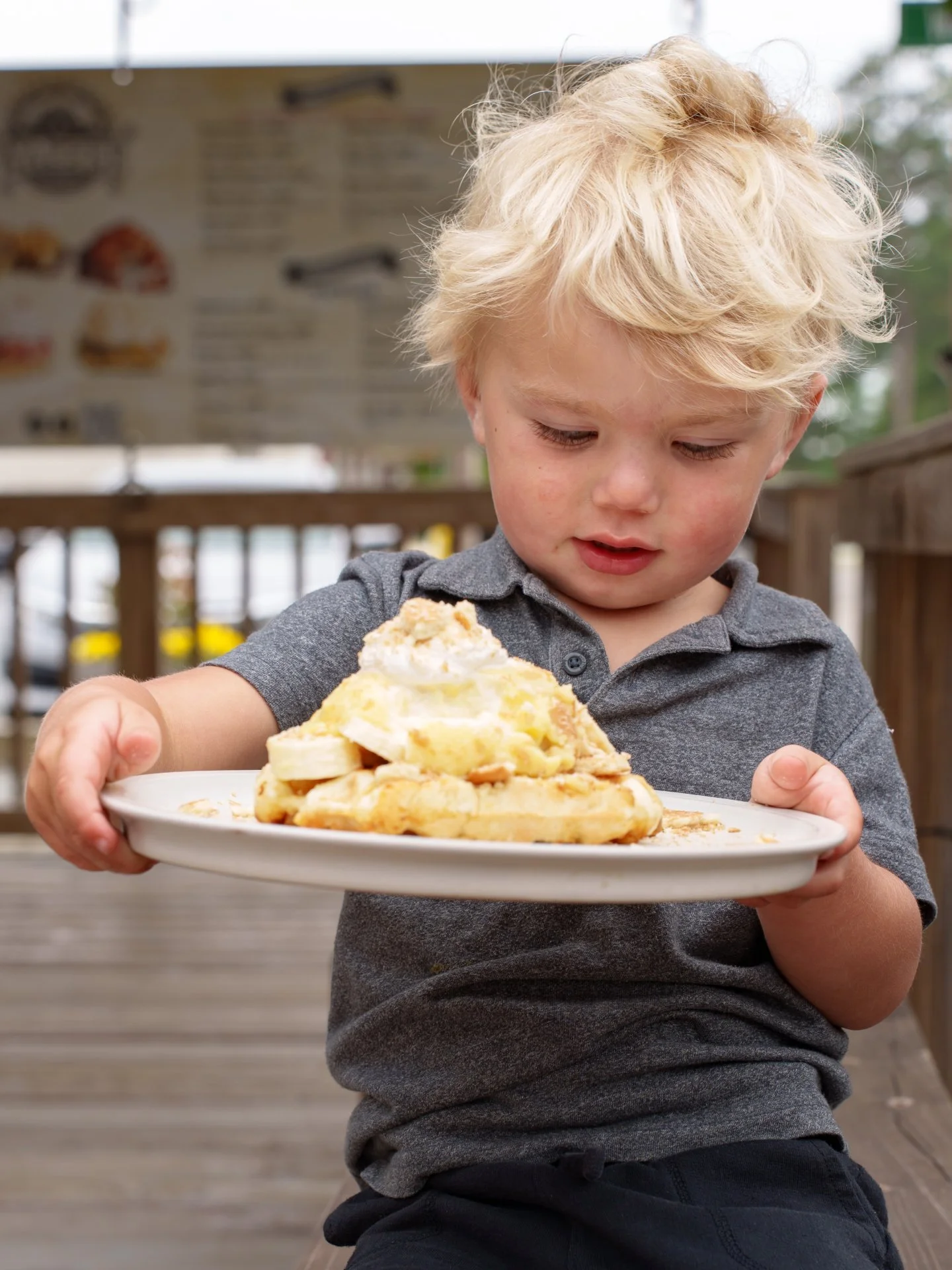 how we looked when we tried the Banana Pudding Waffle🧇🍌