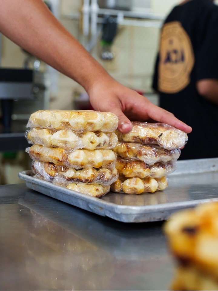 Bulk order of waffles wrapped and ready