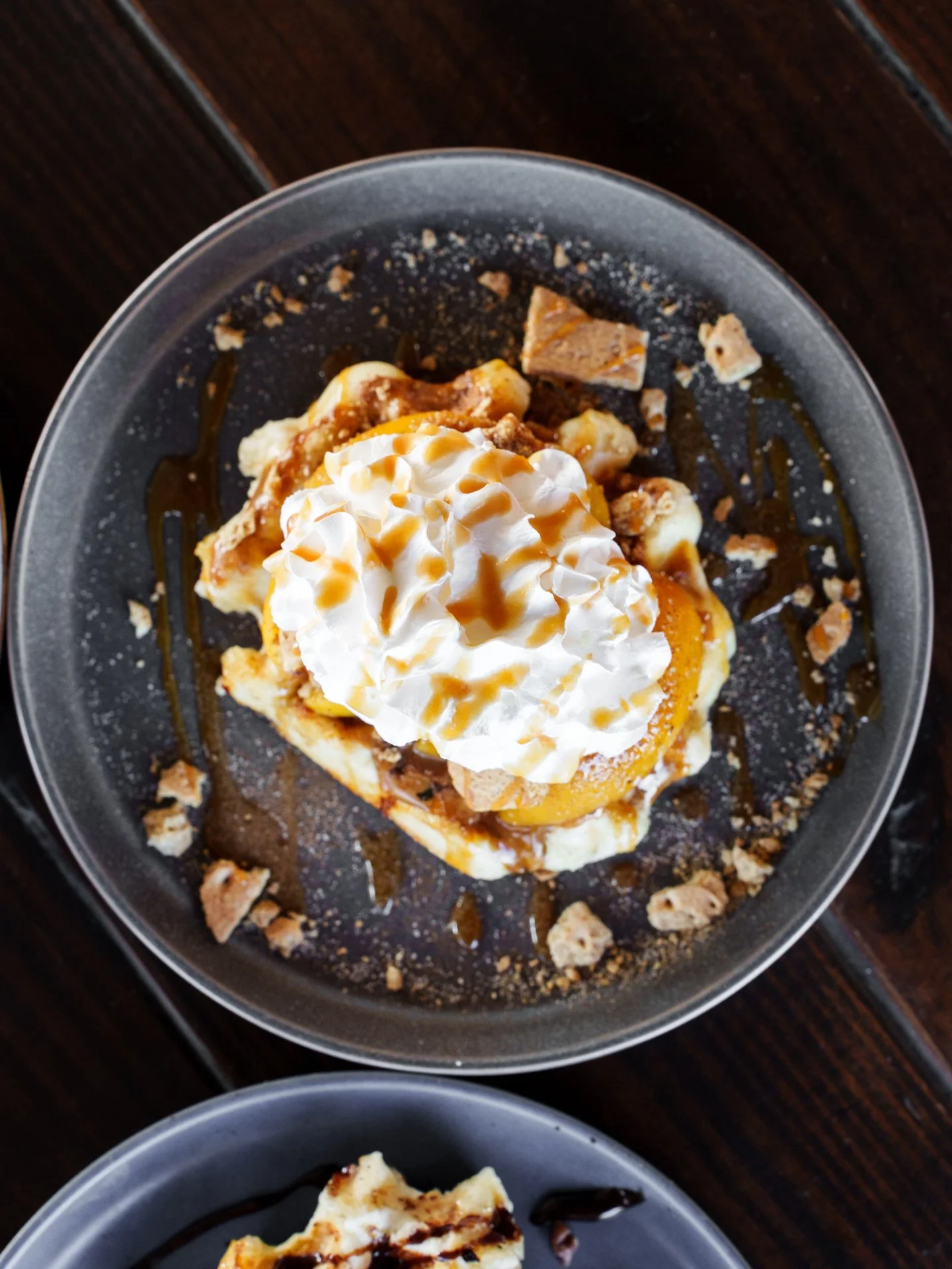 Peaches &amp; Cream Waffle one of our sweet waffle options!🍑🧇