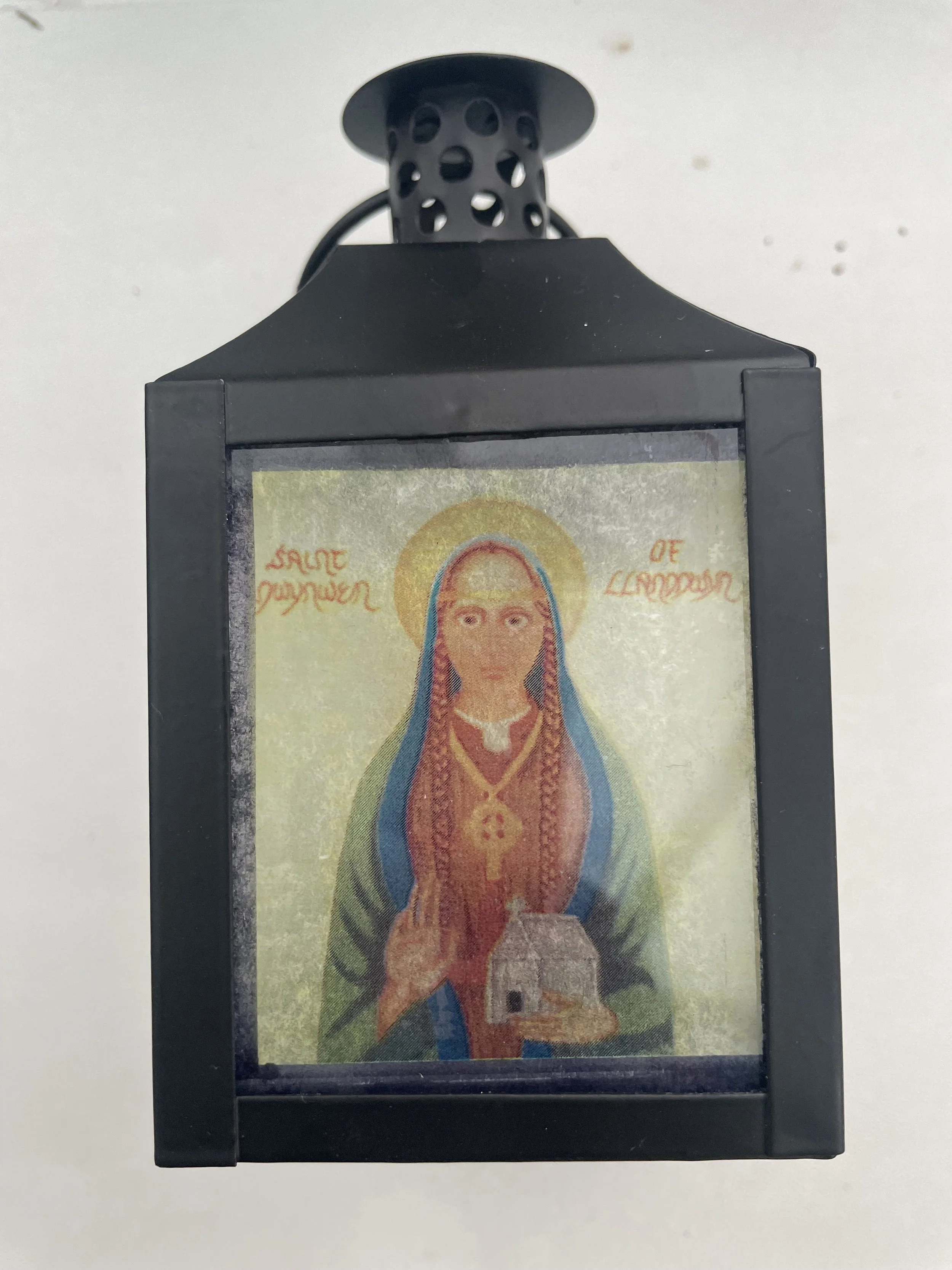St Dwynwen, the Welsh patron St of love - small lantern form the front.