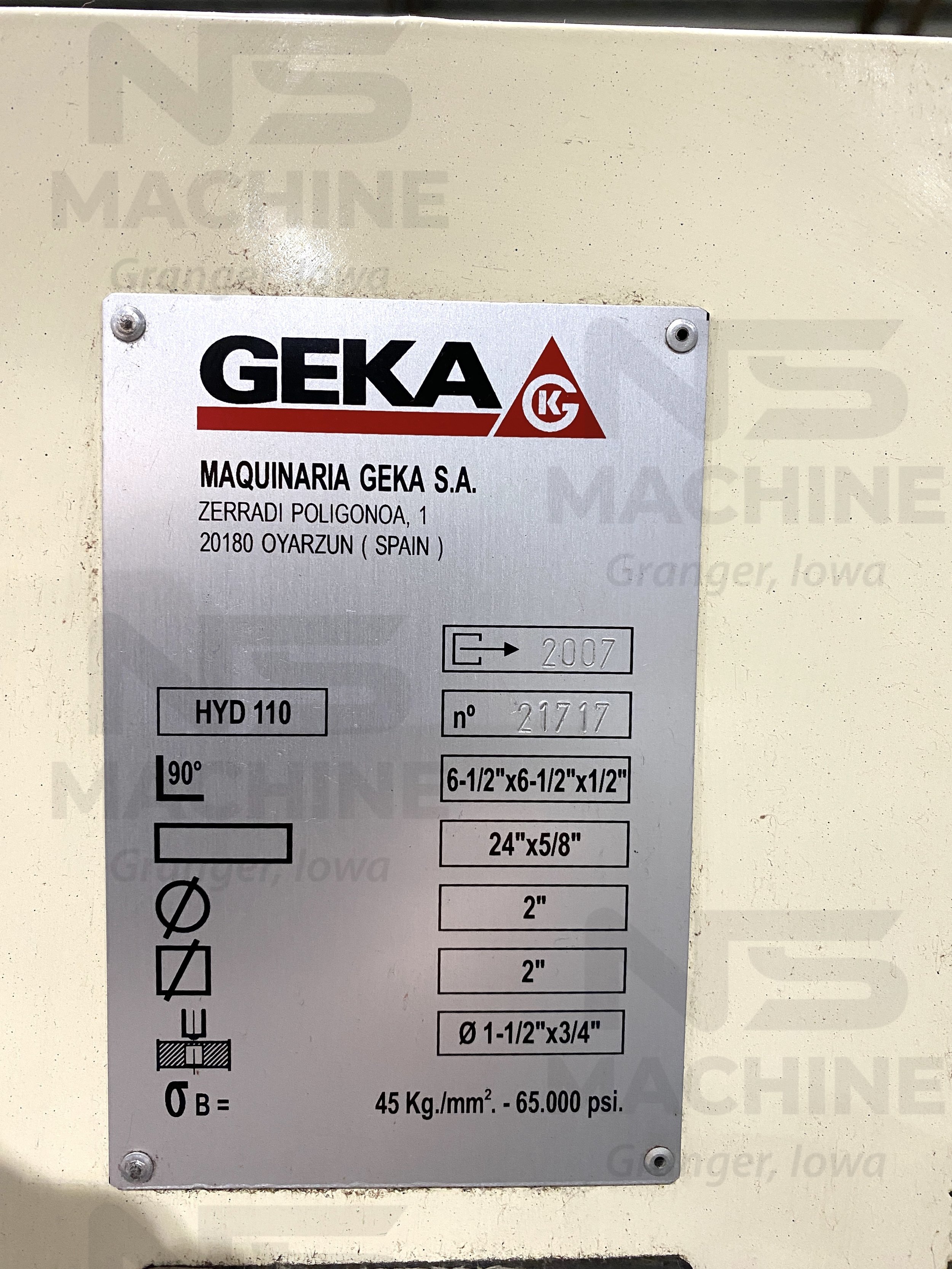 121 Ton Geka Hydracrop 110/A Hydraulic Ironworker | 14003-tag