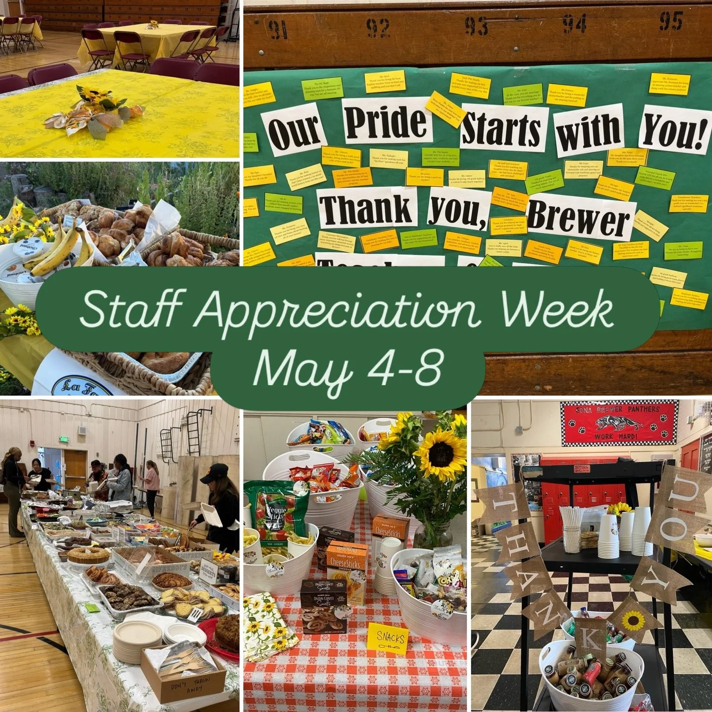 Staff Appreciation Week is May 4-8! The PTSA has fun events planned for the staff.
Show our amazing Brewer staff some love and sign up to bring food and volunteer: tinyurl.com/brewerappreciation2026

Mon: Coffee in the garden
Wed: Staff Appreciation 