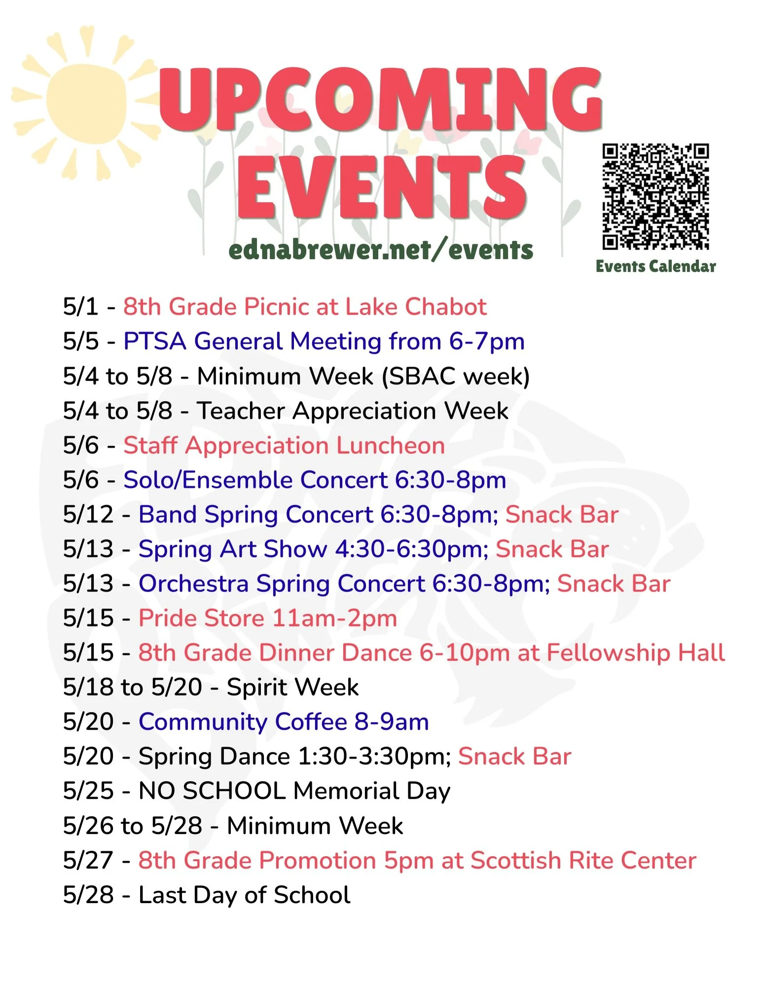 Four weeks of school left! Fun times ahead!So, mark your calendars, volunteer where you can, and let&rsquo;s do this!! 🐾❤️🙌🏼

Links in bio.

#ednabrewer 
#maycember
