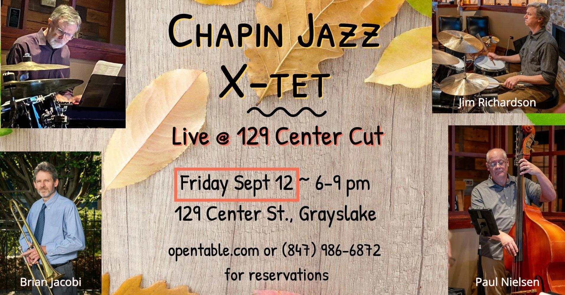 Live Music: Chapin Jazz X-tet @ 129 Center Cut