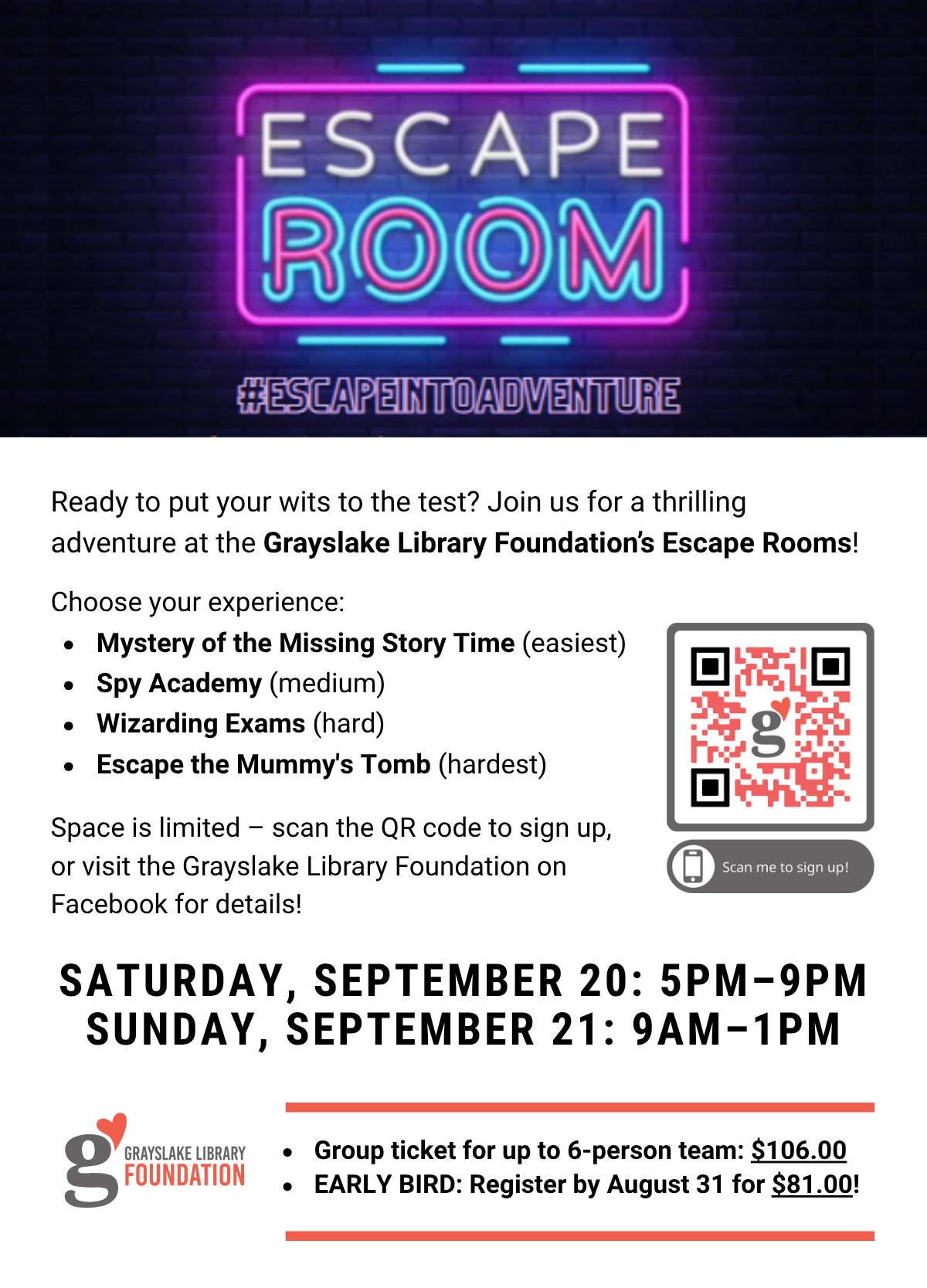 Escape Rooms Fall Fundraiser - Grayslake Library Foundation