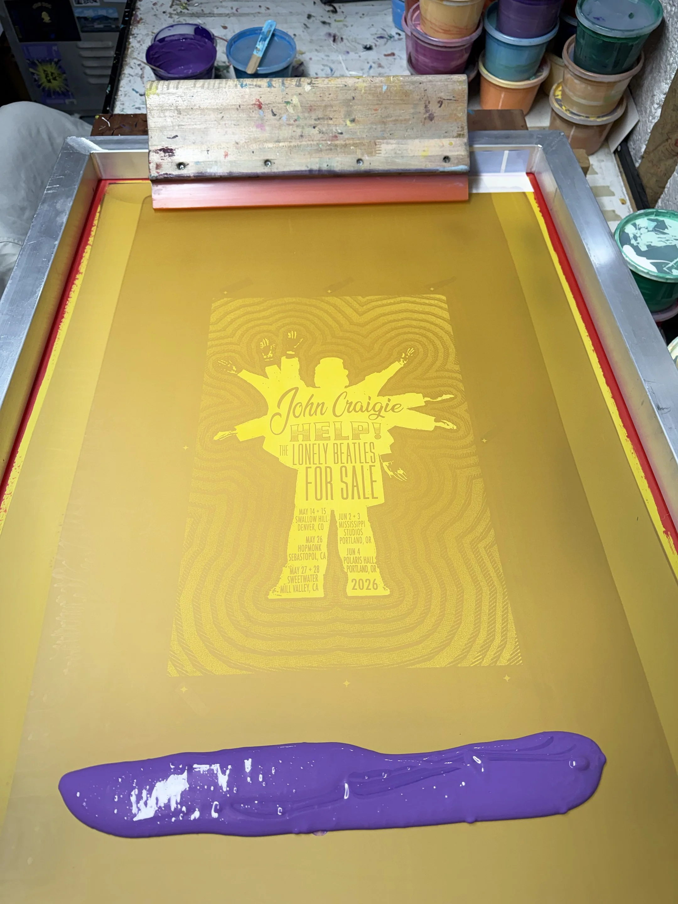 John Craigie - Help The Lonely Beatles For Sale Screen Print - Printing Process 3