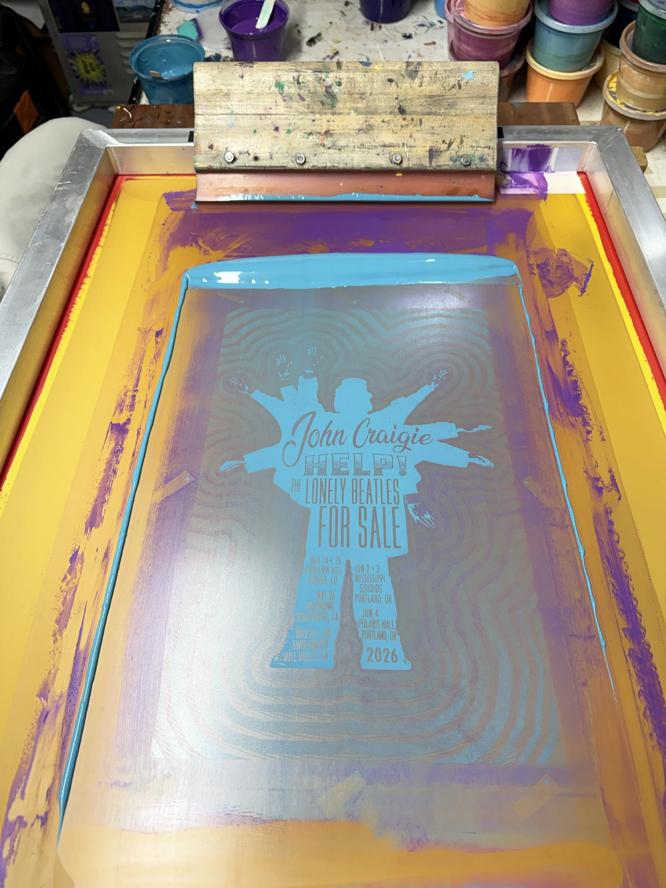 John Craigie - Help The Lonely Beatles For Sale Screen Print - Printing Process 4