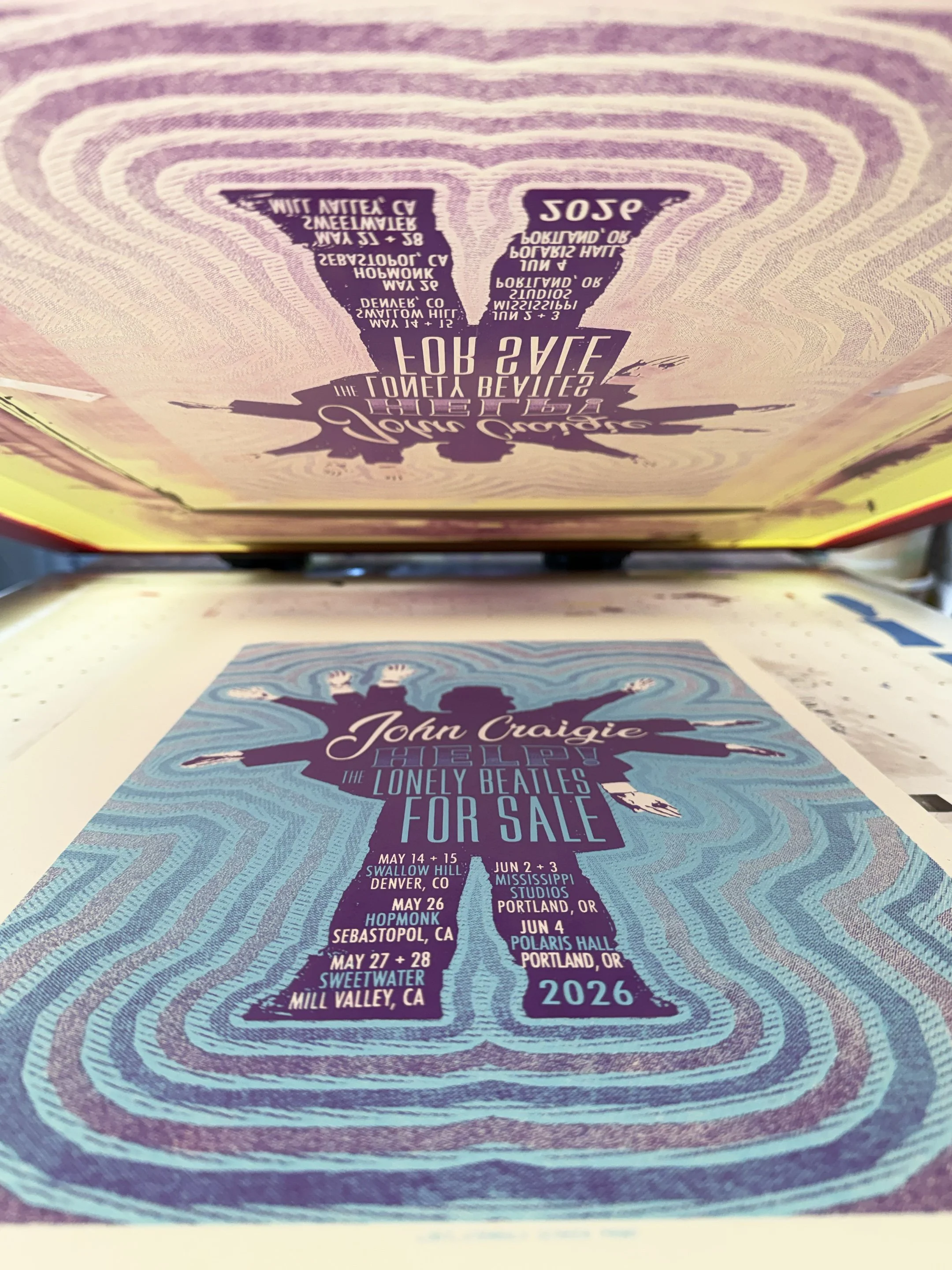 John Craigie - Help The Lonely Beatles For Sale Screen Print - Printing Process 6