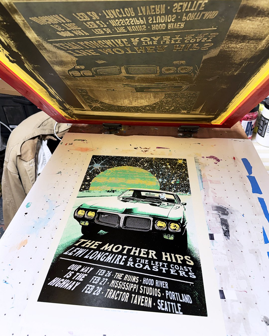 The Mother Hips & Lewi Longmire, February 2026 Poster - printing process