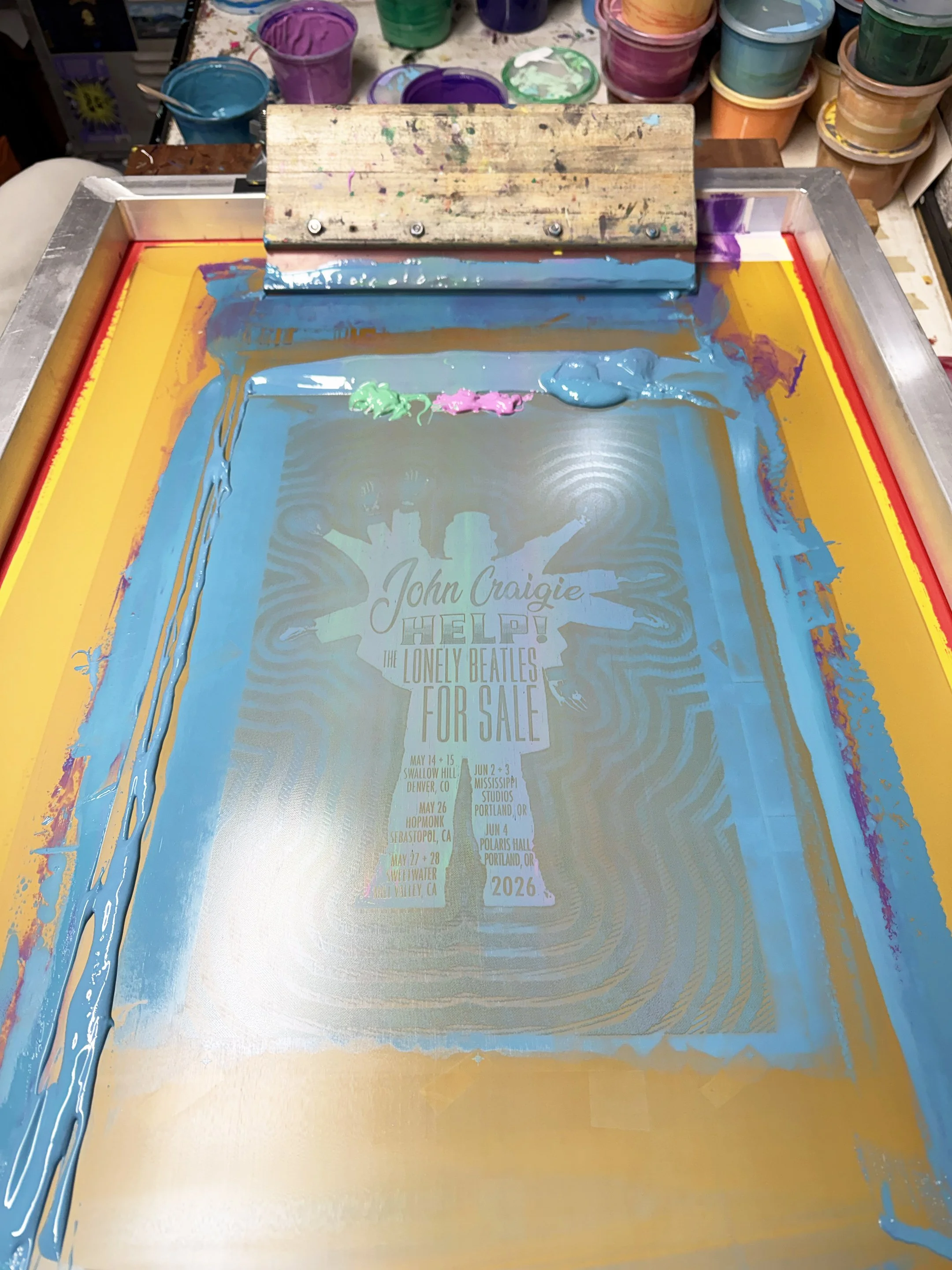 John Craigie - Help The Lonely Beatles For Sale Screen Print - Printing Process 5