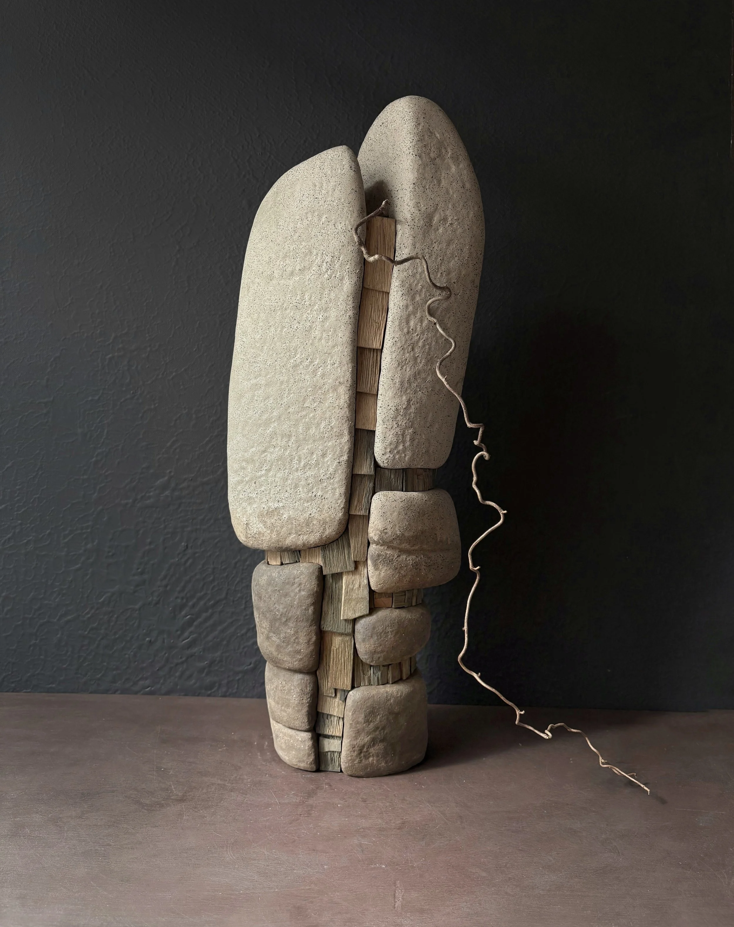 Sculptural Vase "Motanka " grey series