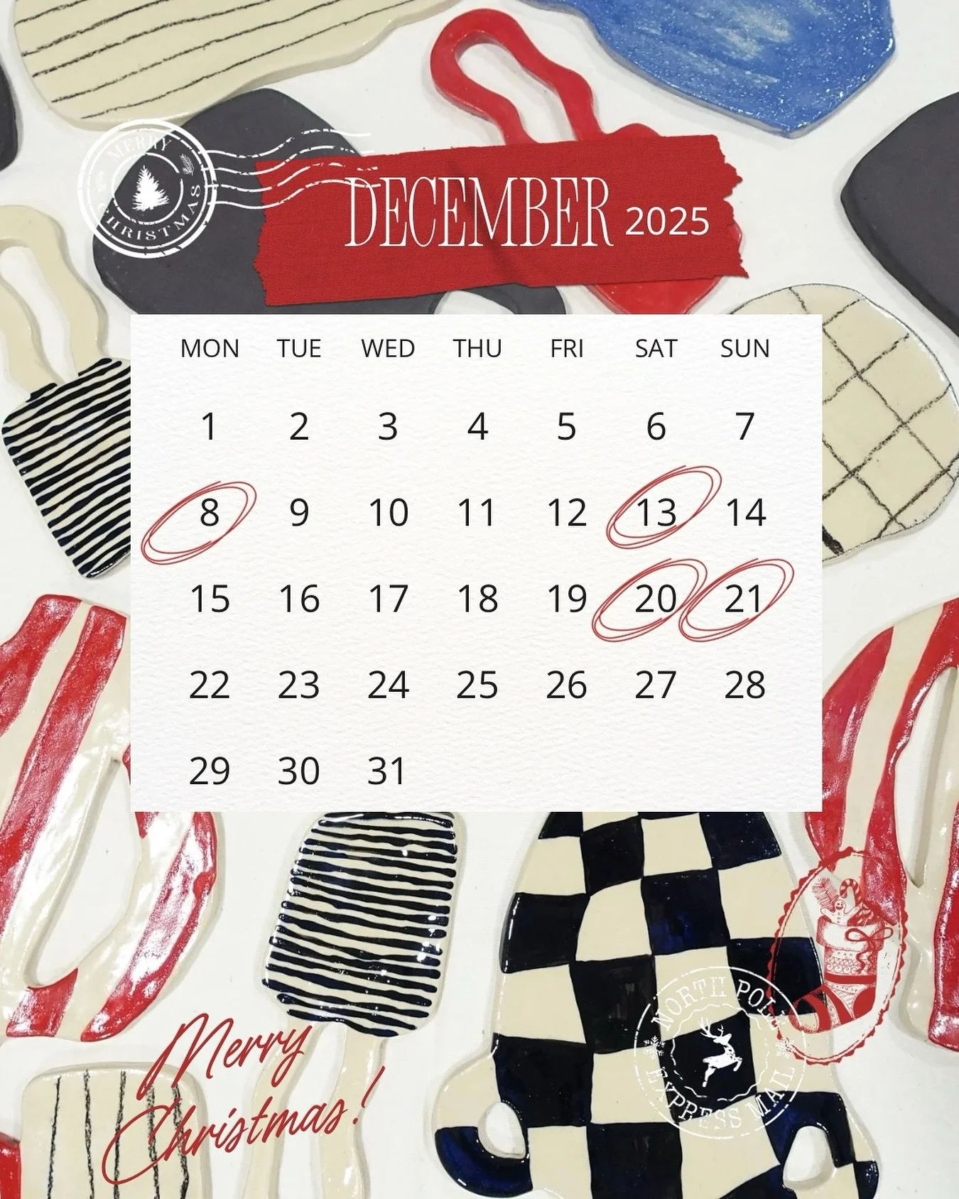 Tutti gli appuntamenti di dicembre🗓️

8 dicembre dalle 12 alle 21 @porterosse_sanlorenzo, Via dei Sabelli 8 Roma

13 dicembre dalle 9.30 alle 19 &ldquo;Porte aperte al Natale&rdquo; presso il mio studio, Via del comune 47, Velletri

20 dicembre @lar