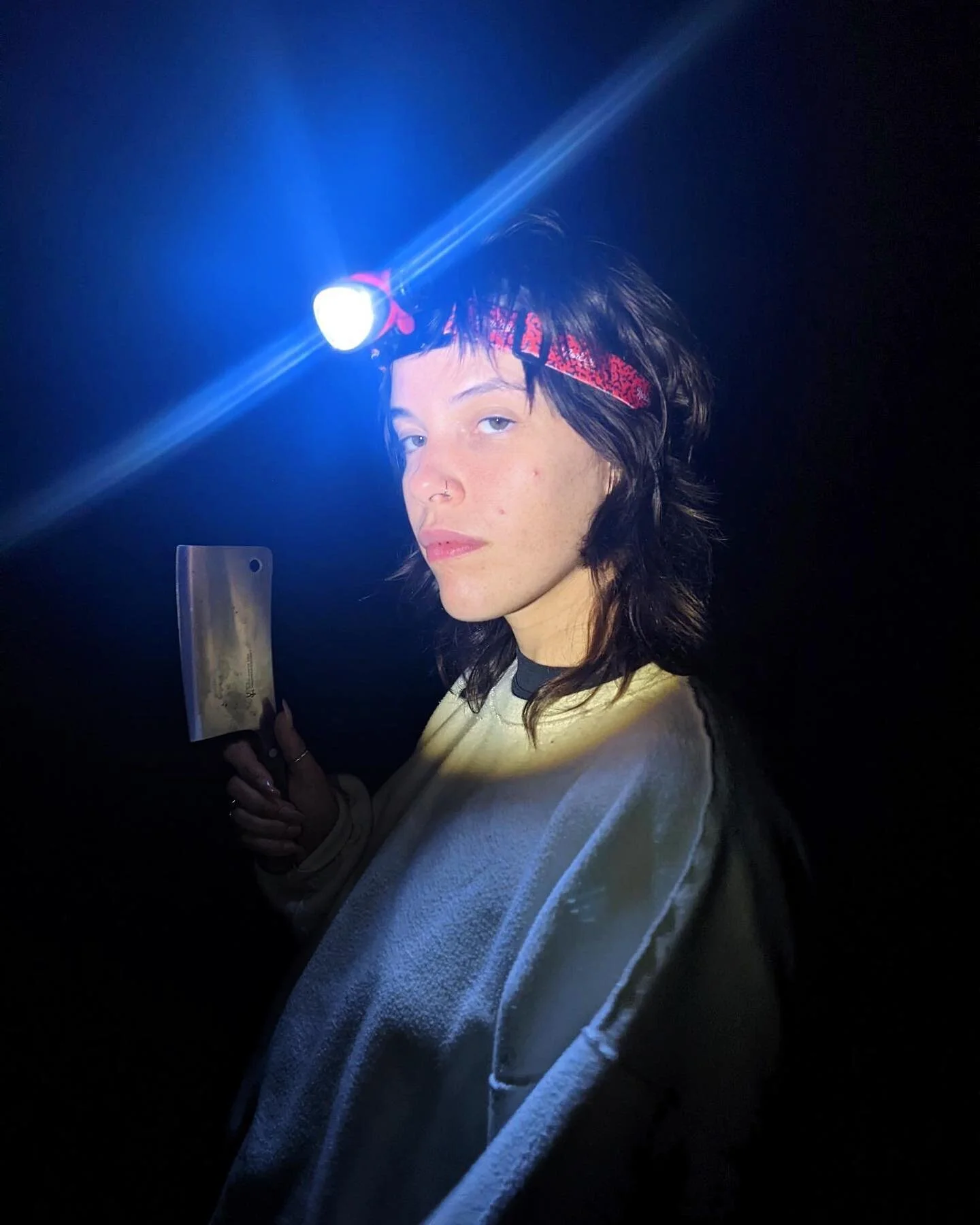 POV u gave ur gf a weed gummy in a remote camping area with no phone service and she convinced herself the man who owns the campground collects bodies of the campers that visit so to protect herself she carries around a dull meat cleaver all night.