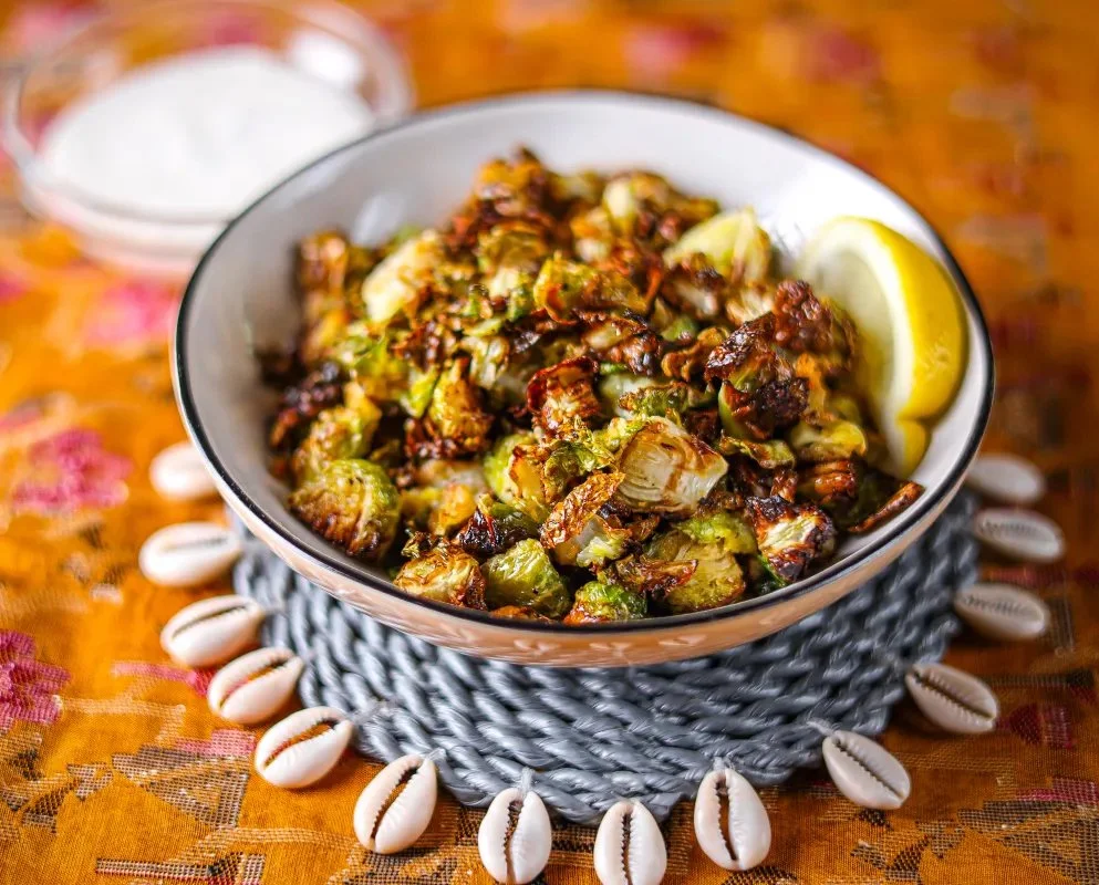 Air Fried Garlic Brussels Sprouts