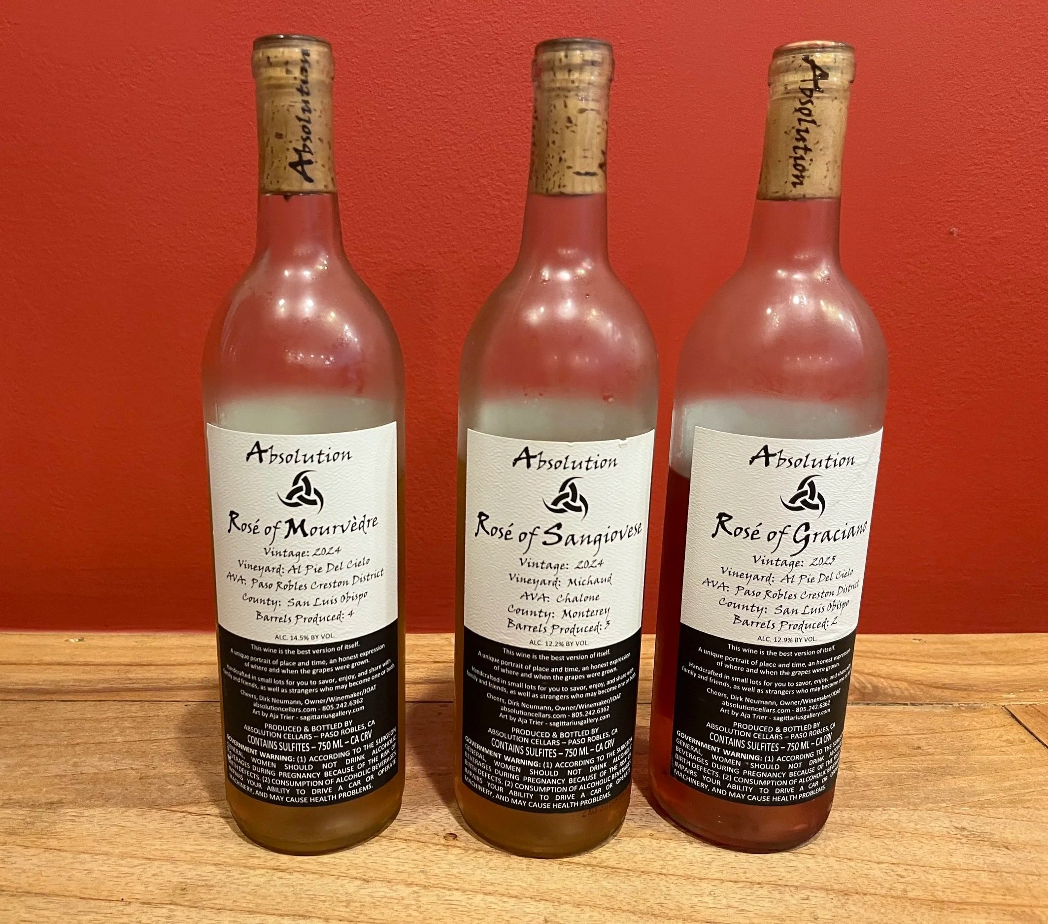 3 rosé wines from Absolution Vineyard