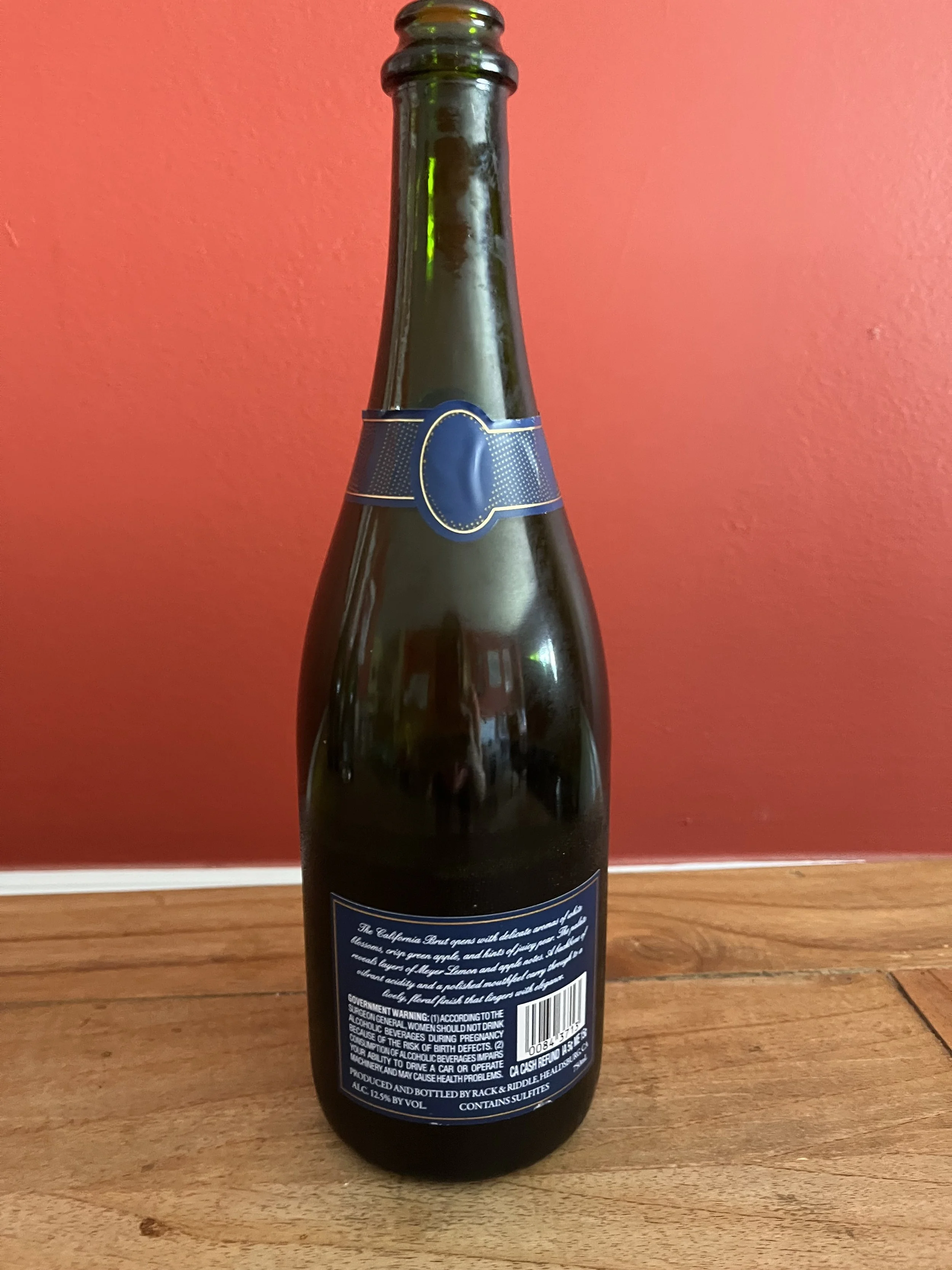 back label of Trader Joe's sparkling wine