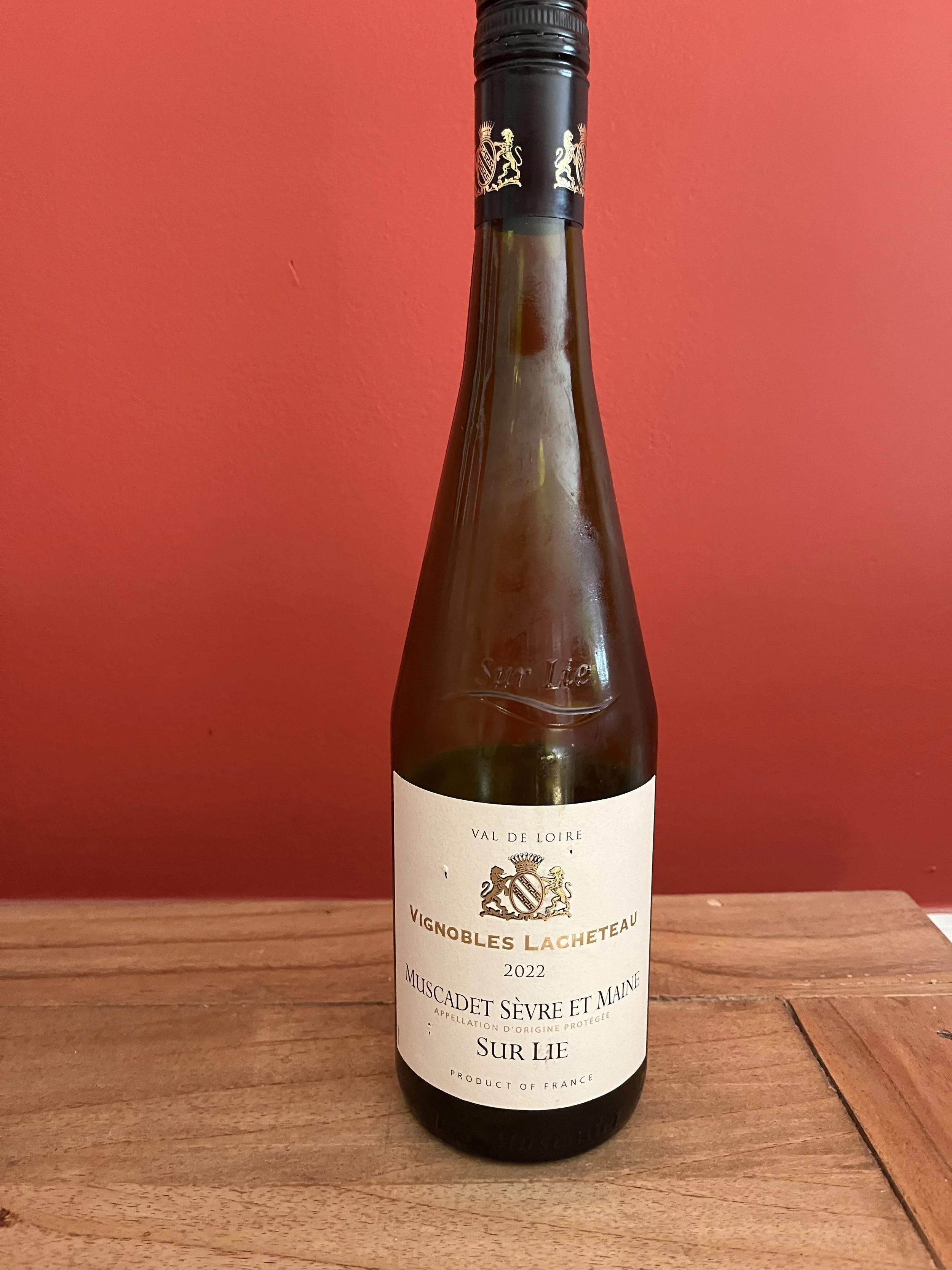 bottle of Muscadet Sevre et Maine from Trader Joe's