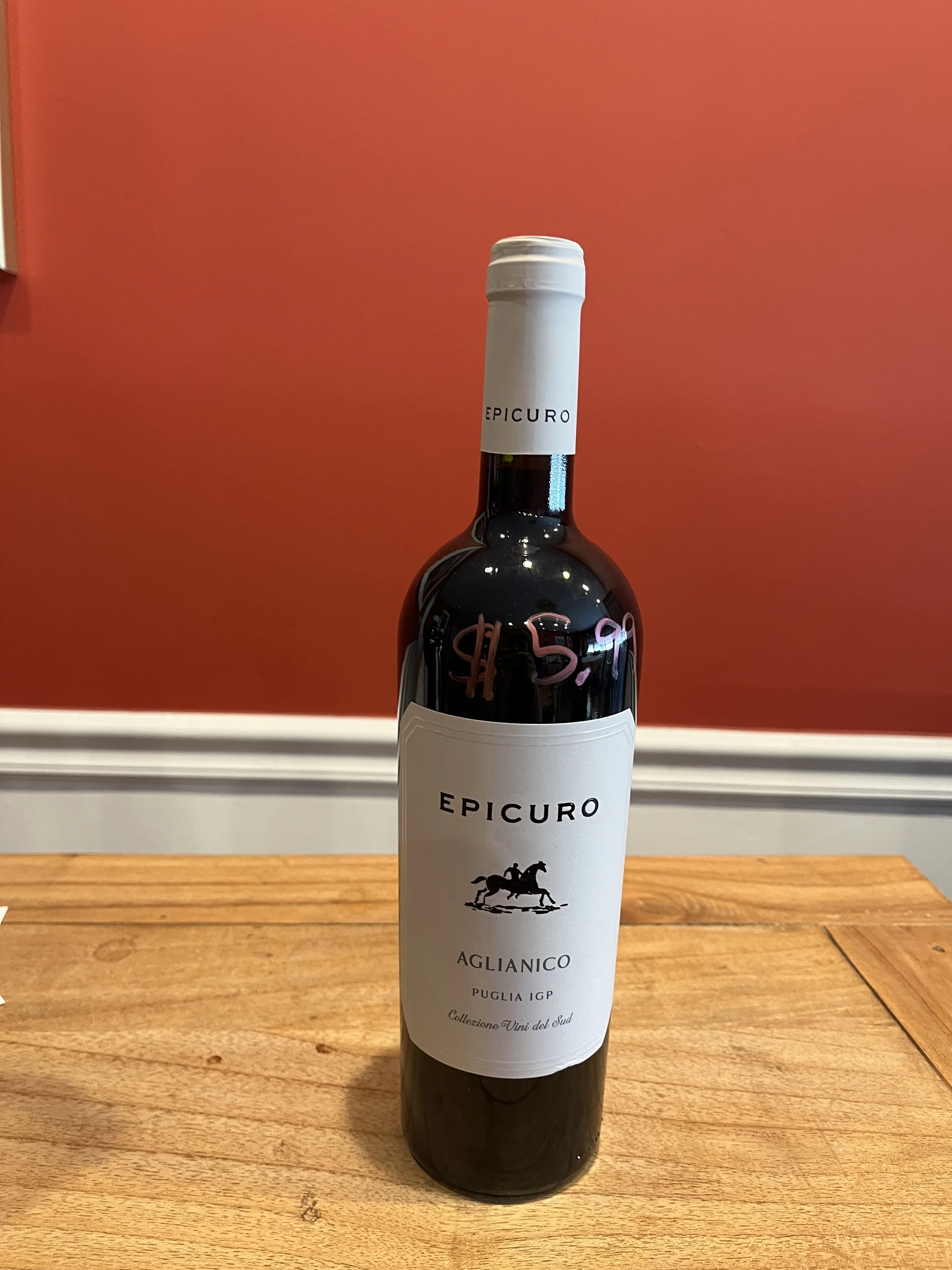 Epicuro Aglianico wine from Trader Joe's